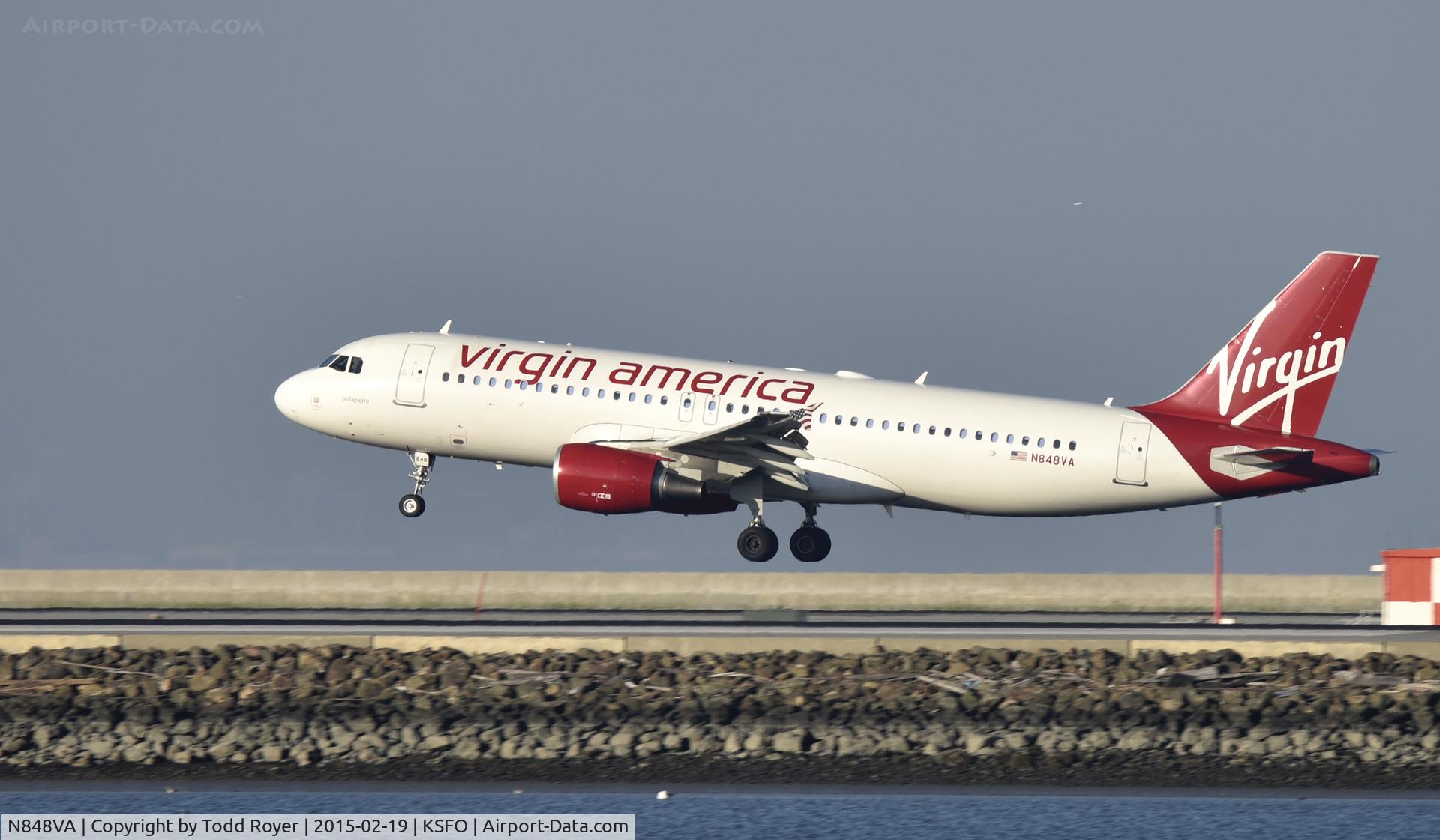 N848VA, 2011 Airbus A320-214 C/N 4959, Landing at SFO