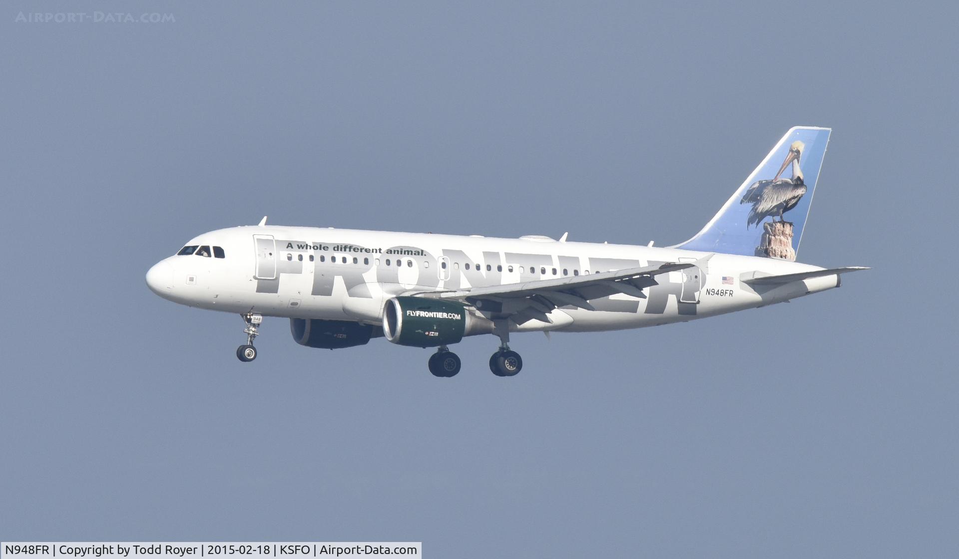 N948FR, 2006 Airbus A319-112 C/N 2836, Landing at SFO