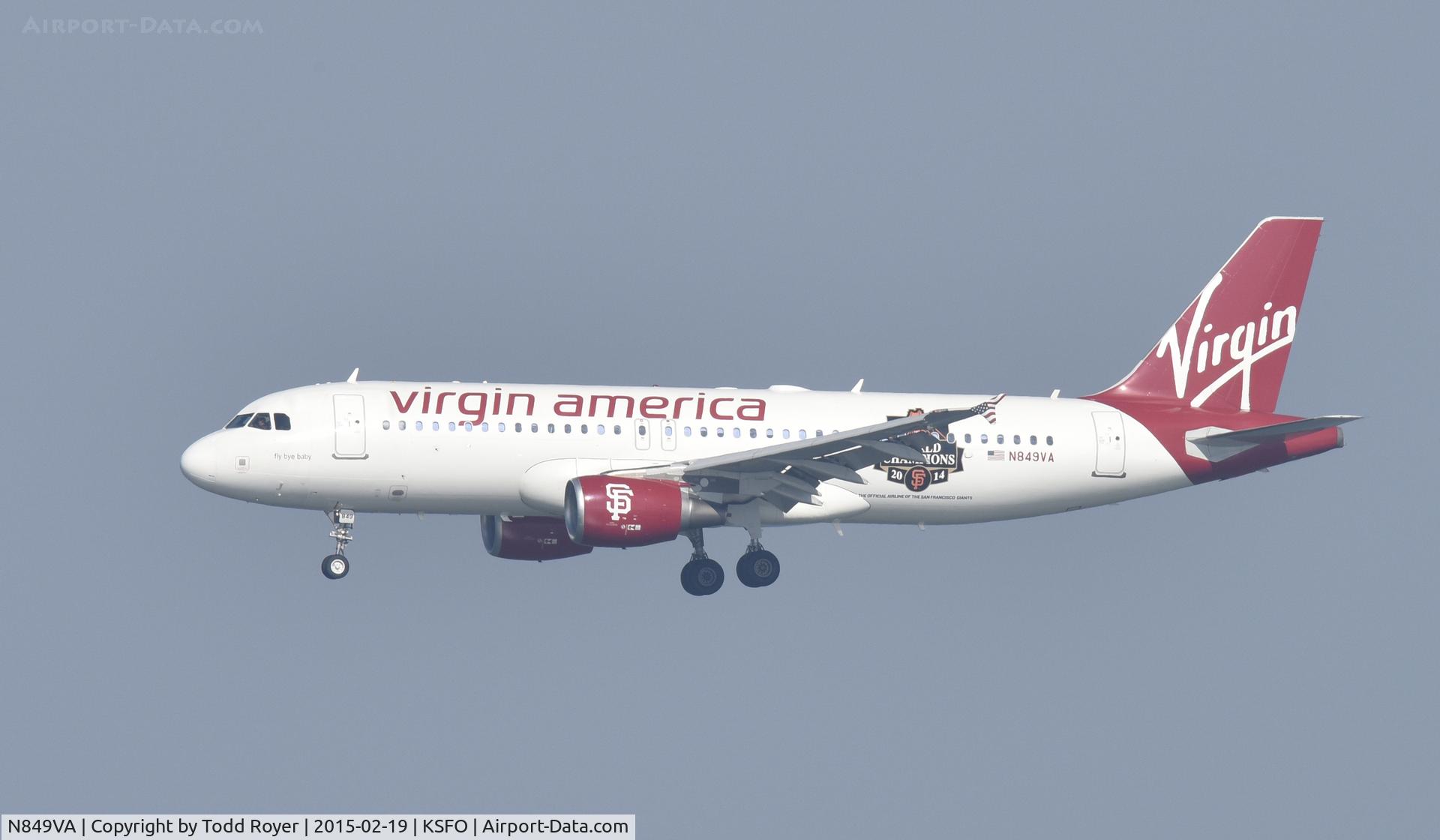 N849VA, 2011 Airbus A320-214 C/N 4991, Landing at SFO
