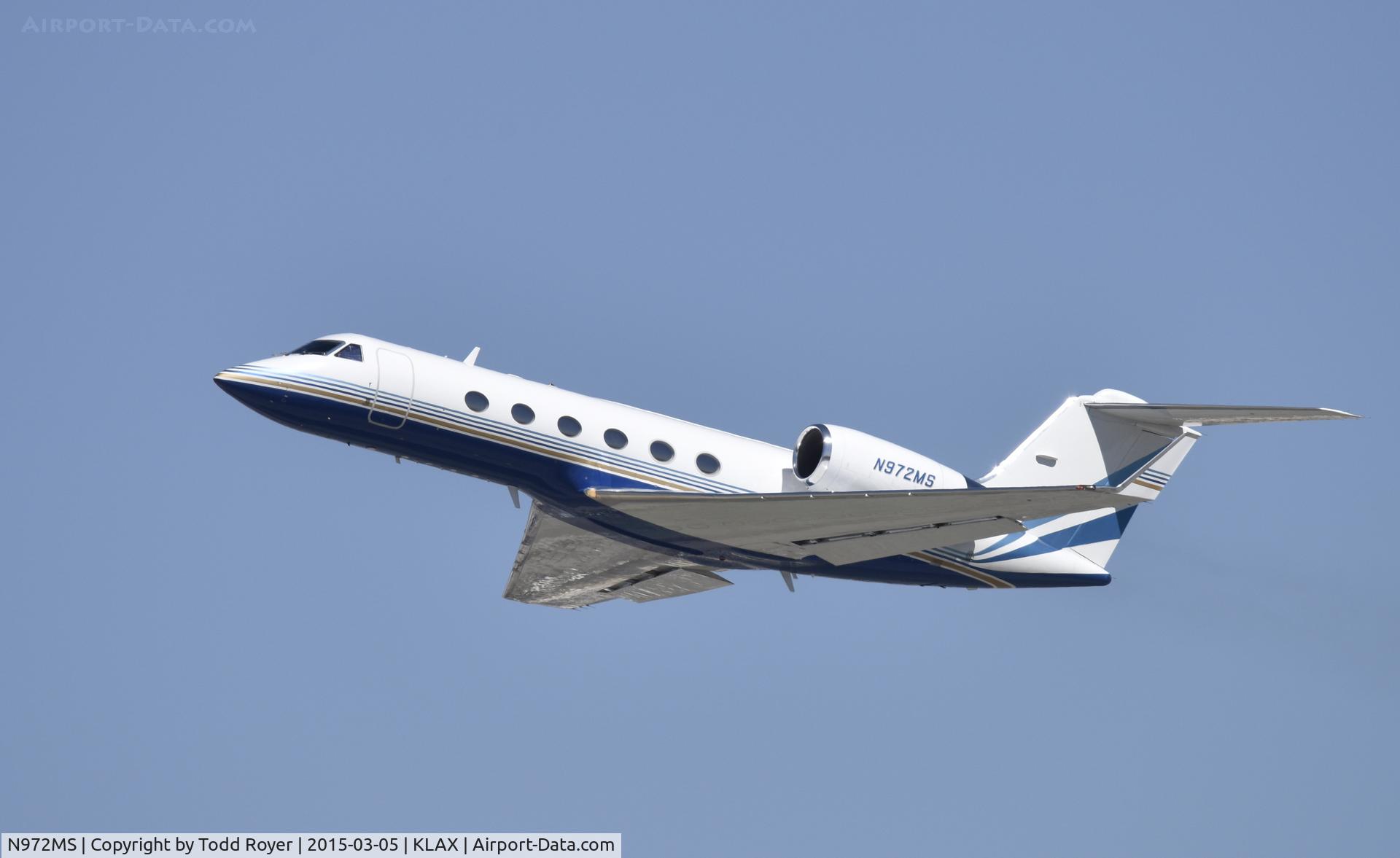 N972MS, 1996 Gulfstream Aerospace G-IV C/N 1285, Departing LAX on 25R