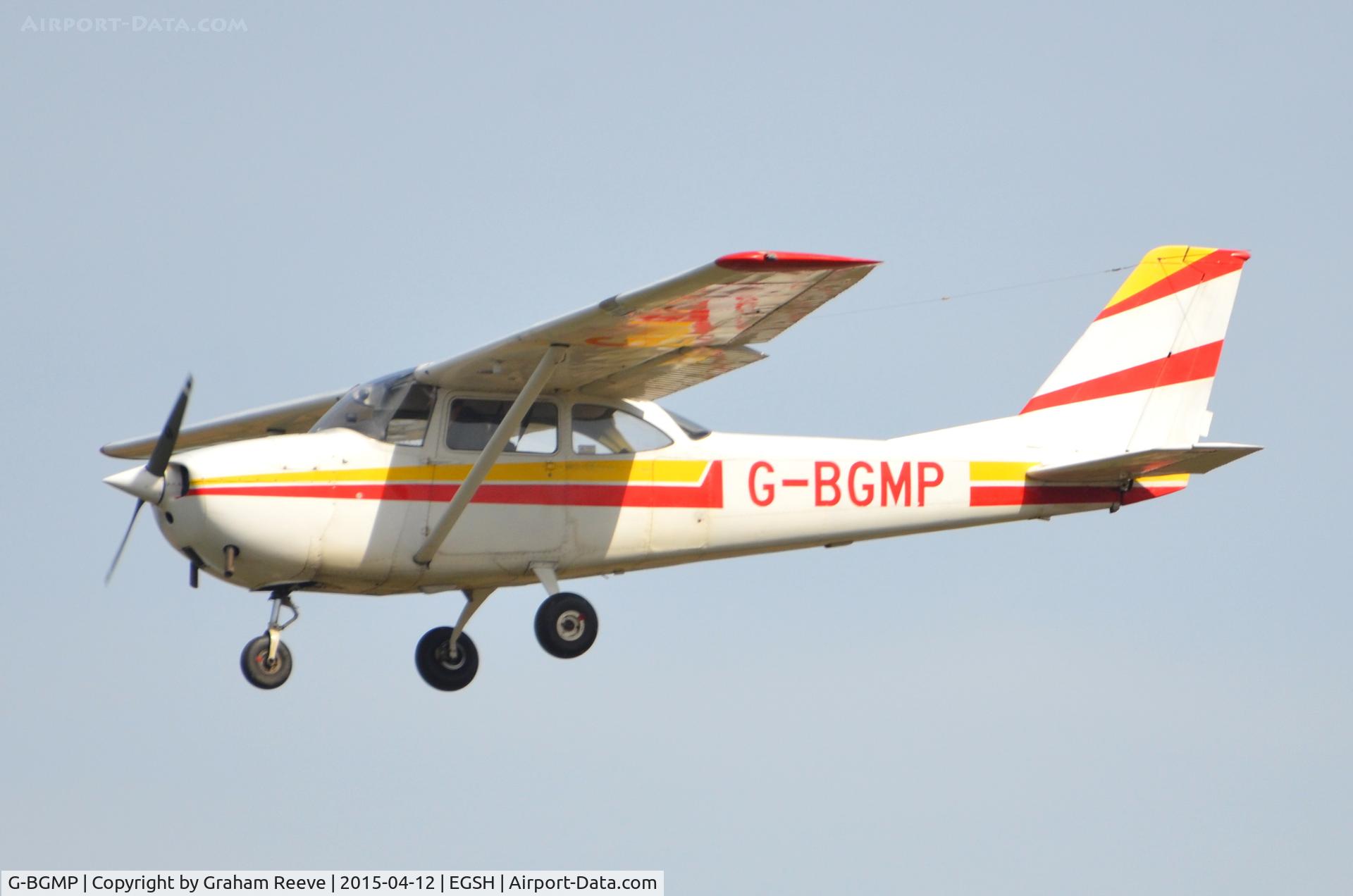 G-BGMP, 1965 Reims Cessna F172G Skyhawk C/N 0240, Landing at Norwich.