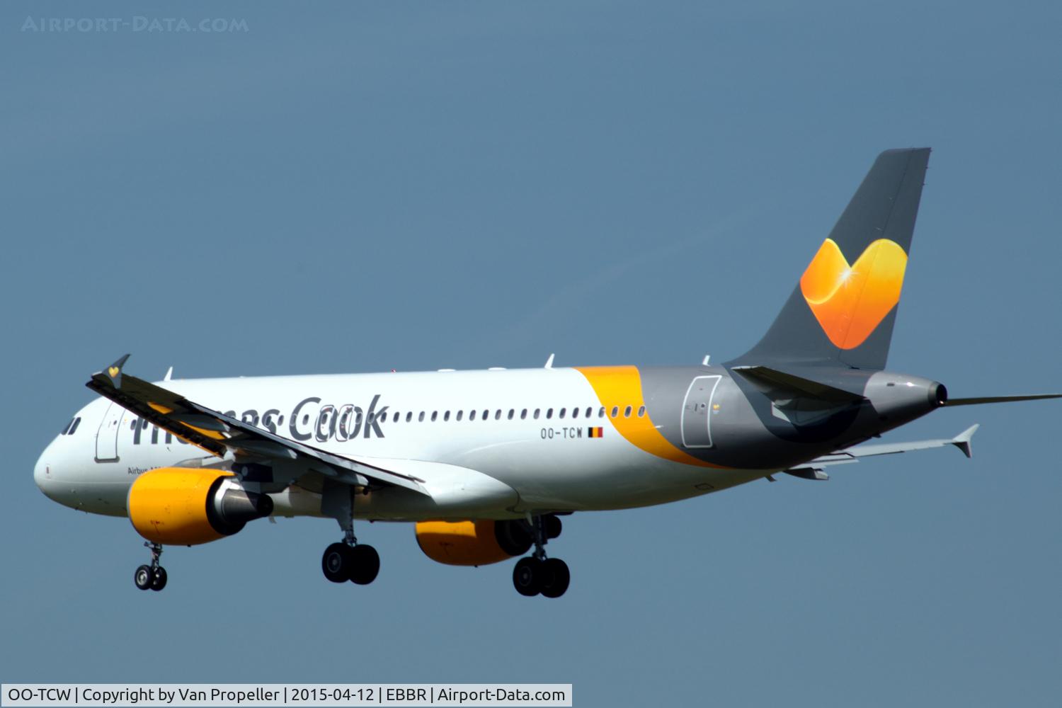 OO-TCW, 2003 Airbus A320-214 C/N 1954, Airbus A320 of Thomas Cook Airlines landing at Zaventem airport, Brussels, Belgium.