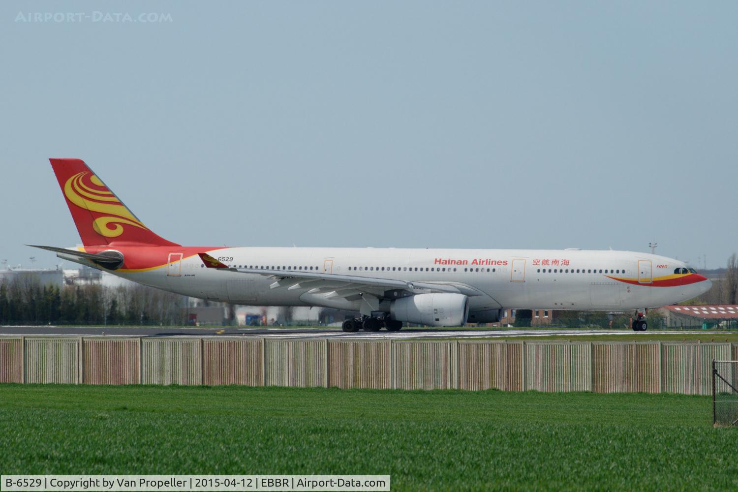 B-6529, 2010 Airbus A330-343X C/N 1190, Airbus A330-343 of Hainan Airlines taxying at Zaventem airport, Brussels, Belgium.