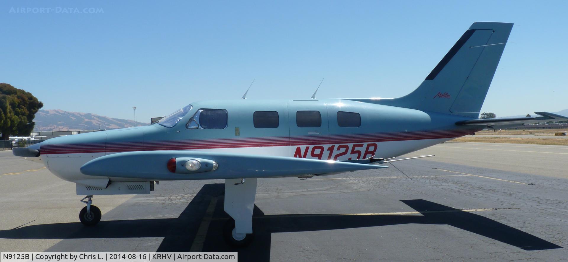N9125B, 1987 Piper PA-46-310P Malibu C/N 4608068, California-based Piper Malibu sitting on the visitor's ramp at Reid Hillview Airport, San Jose, CA.