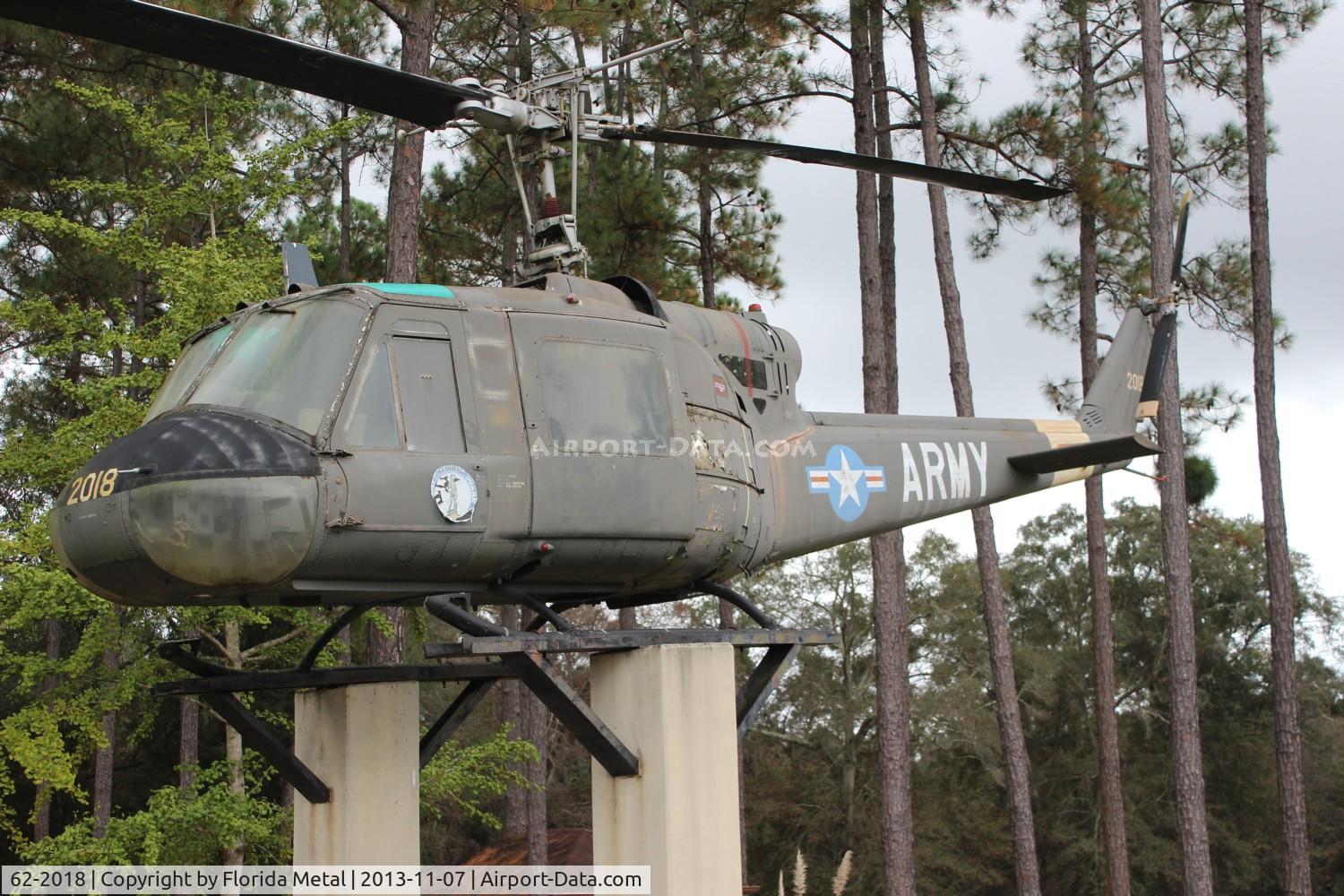 62-2018, 1962 Bell UH-1B Iroquois C/N 538, UH-1B Alabama Welcome Center Hwy 231 Alabama Florida border