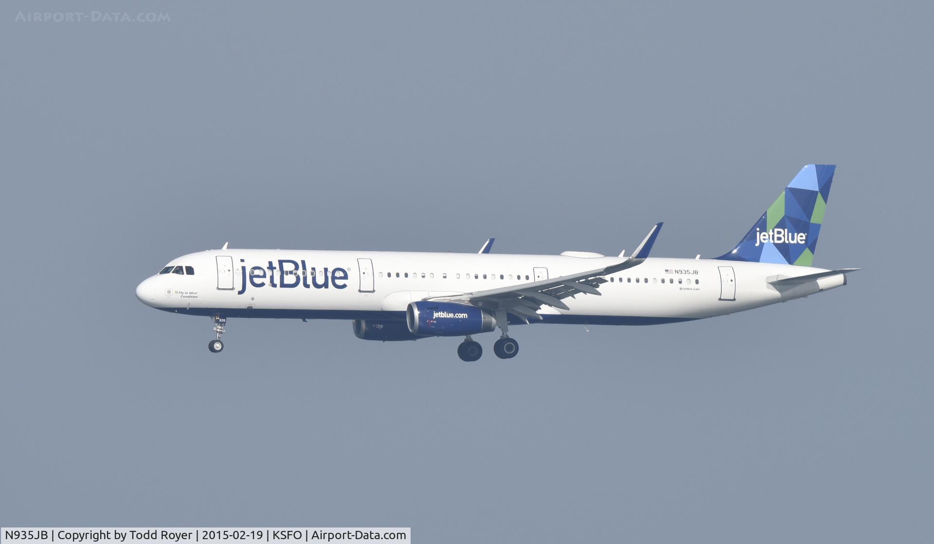 N935JB, 2014 Airbus A321-231 C/N 6185, Landing at SFO