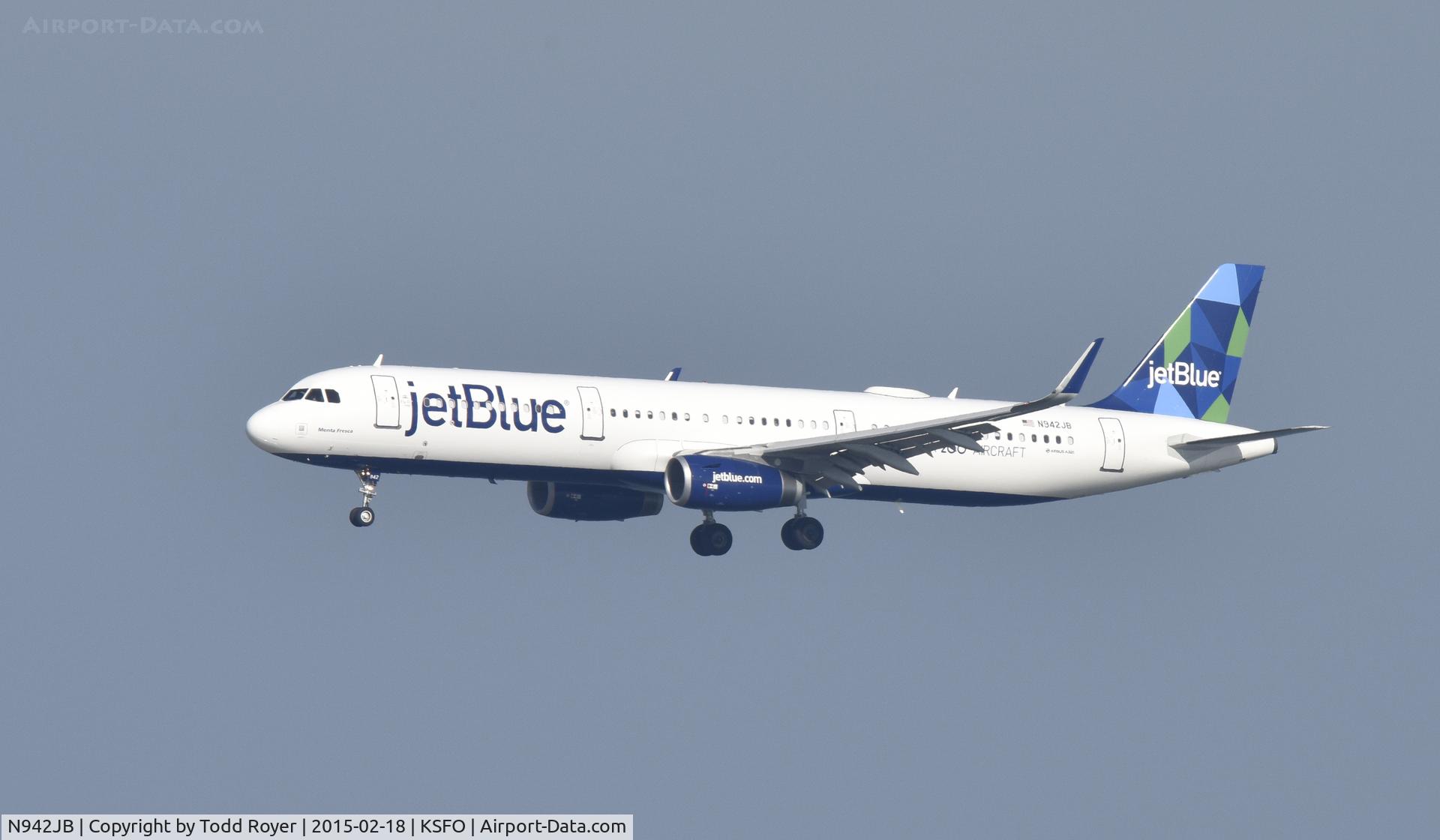 N942JB, 2014 Airbus A321-231 C/N 6279, Landing at SFO