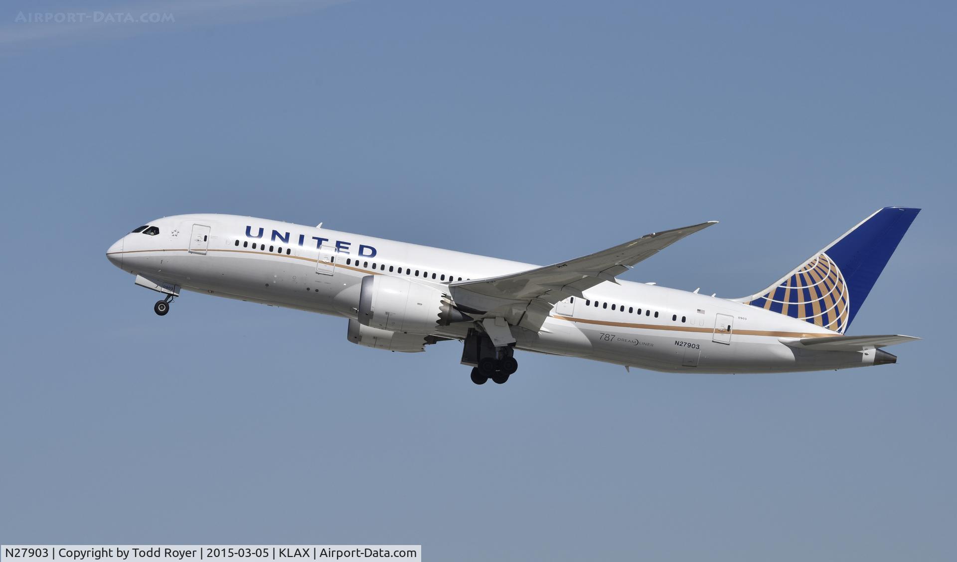 N27903, 2012 Boeing 787-8 Dreamliner C/N 34823, Departing LAX on 25R