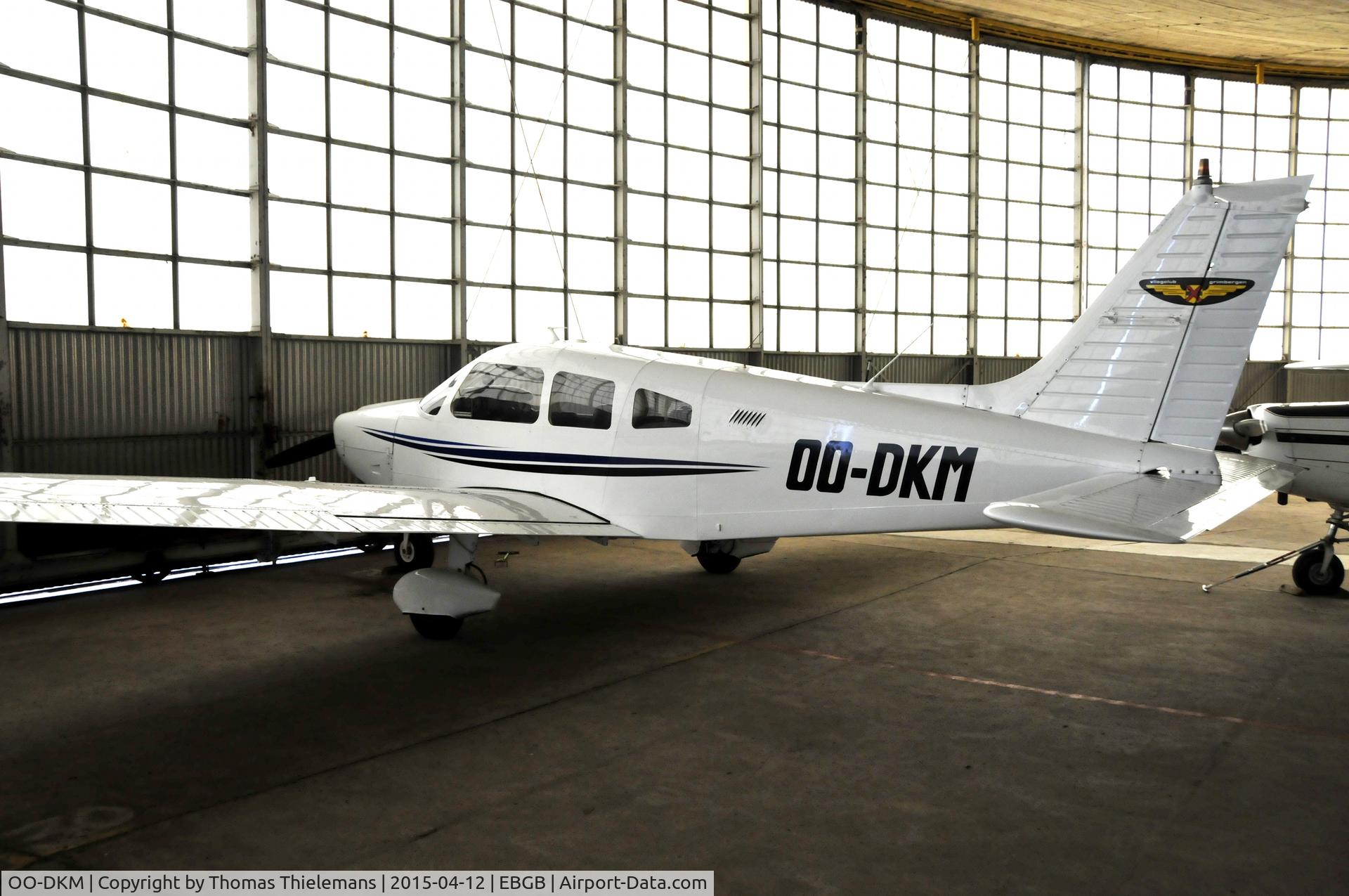 OO-DKM, 1988 Piper PA-28-181 C/N 28-7690296, Parked in hangar