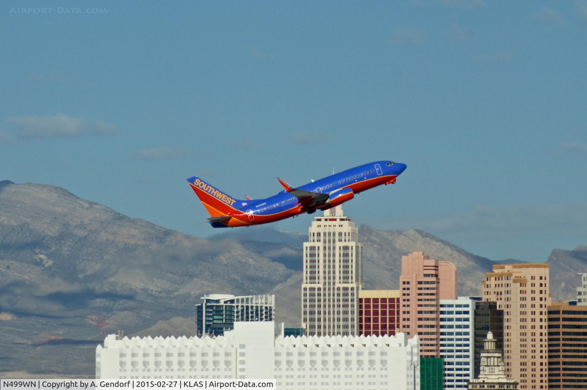 N499WN, 2005 Boeing 737-7H4 C/N 32481, Southwest Airlines, seen here during take off climb at Las Vegas(KLAS)