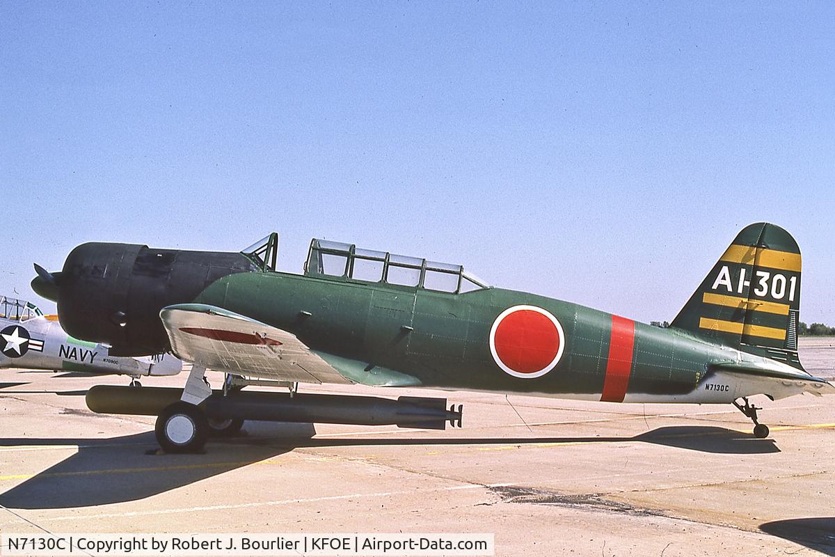 N7130C, 1944 North American SNJ-5 Texan C/N 90712, Photo taken at Topeka, KS Airshow, September 1980.