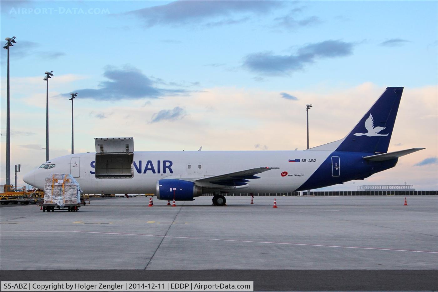S5-ABZ, 1989 Boeing 737-4K5 C/N 24126, Unusual time, unusual place - a small freighter on apron 4 west...