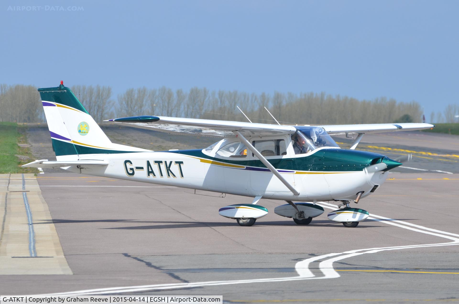 G-ATKT, 1965 Reims Cessna F172G Skyhawk C/N 0206, Departing from Norwich.