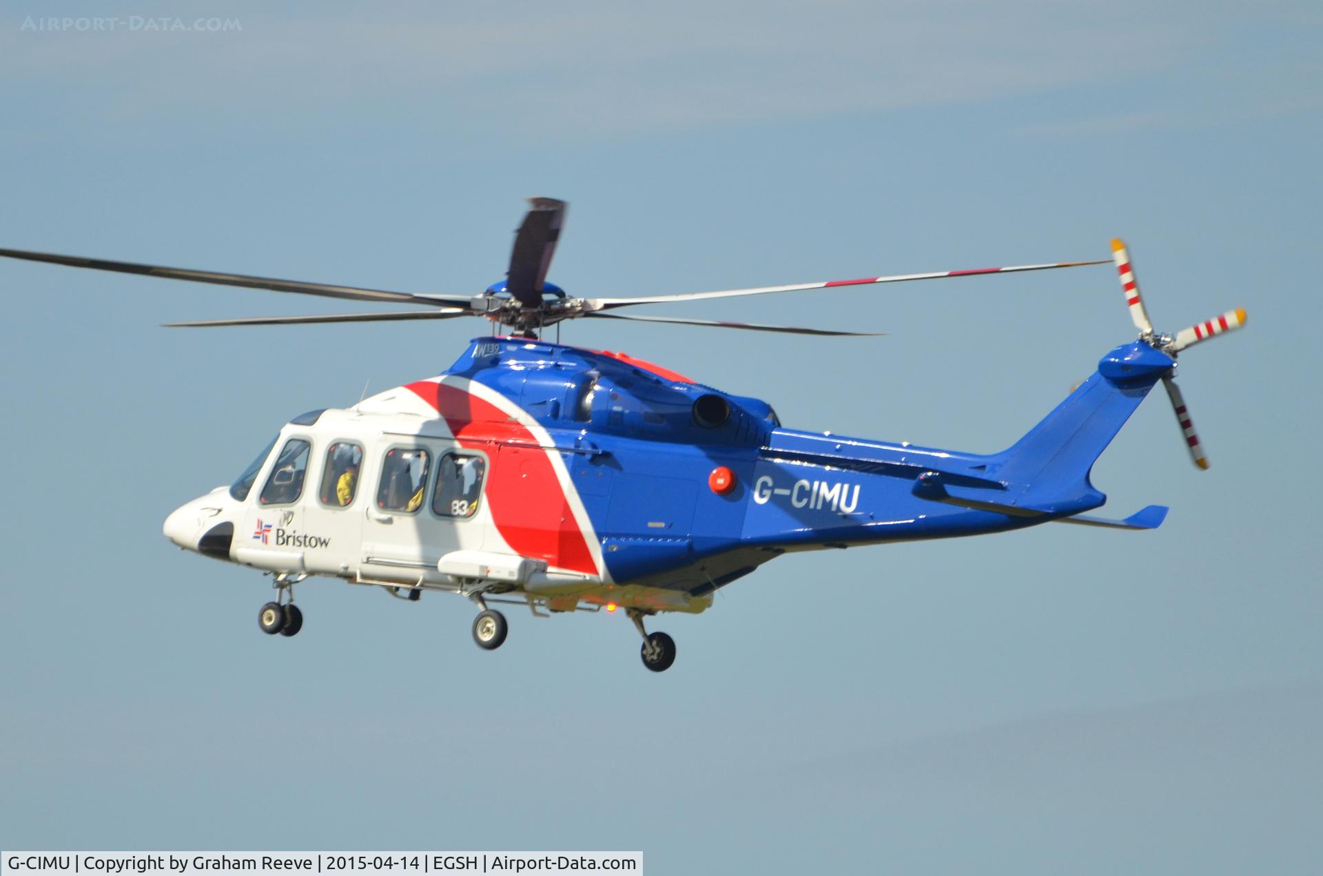 G-CIMU, 2015 AgustaWestland AW-139 C/N 31583, About to land at Norwich.