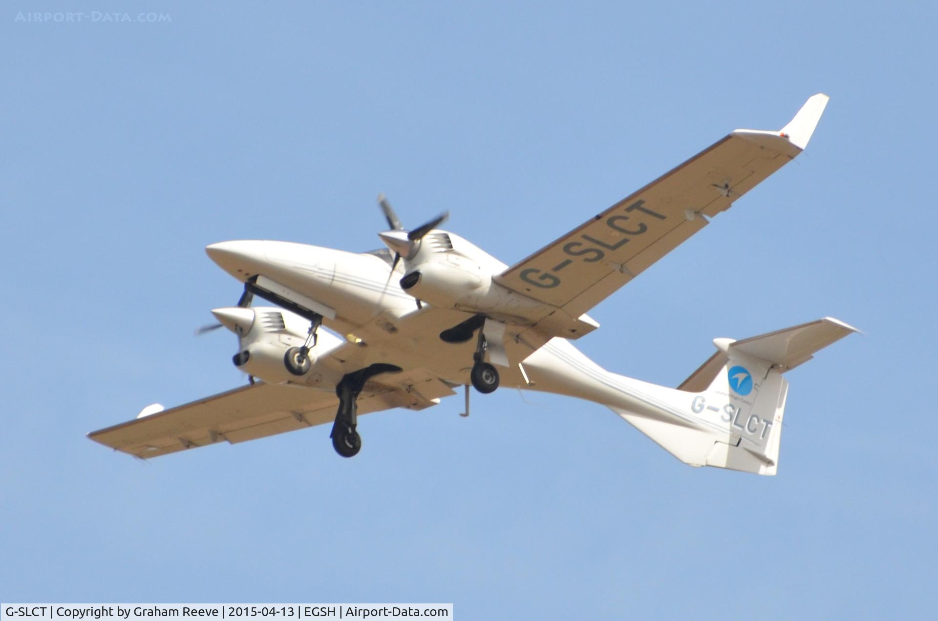 G-SLCT, 2005 Diamond DA-42 Twin Star C/N 42.031, On approach to Norwich.