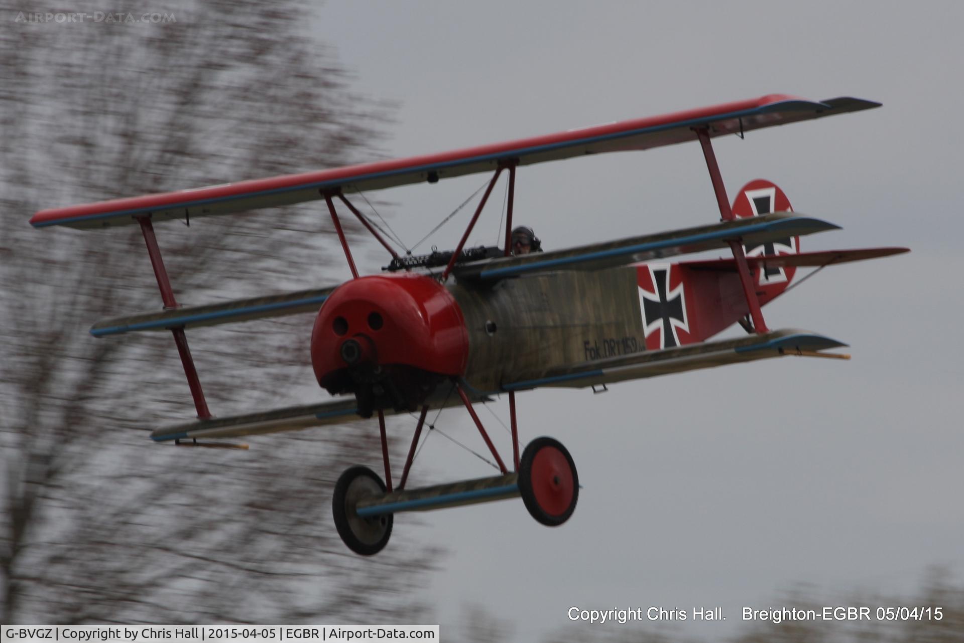 G-BVGZ, 1994 Fokker Dr.1 Triplane Replica C/N PFA 238-12654, at the Easter Homebuilt Aircraft Fly-in