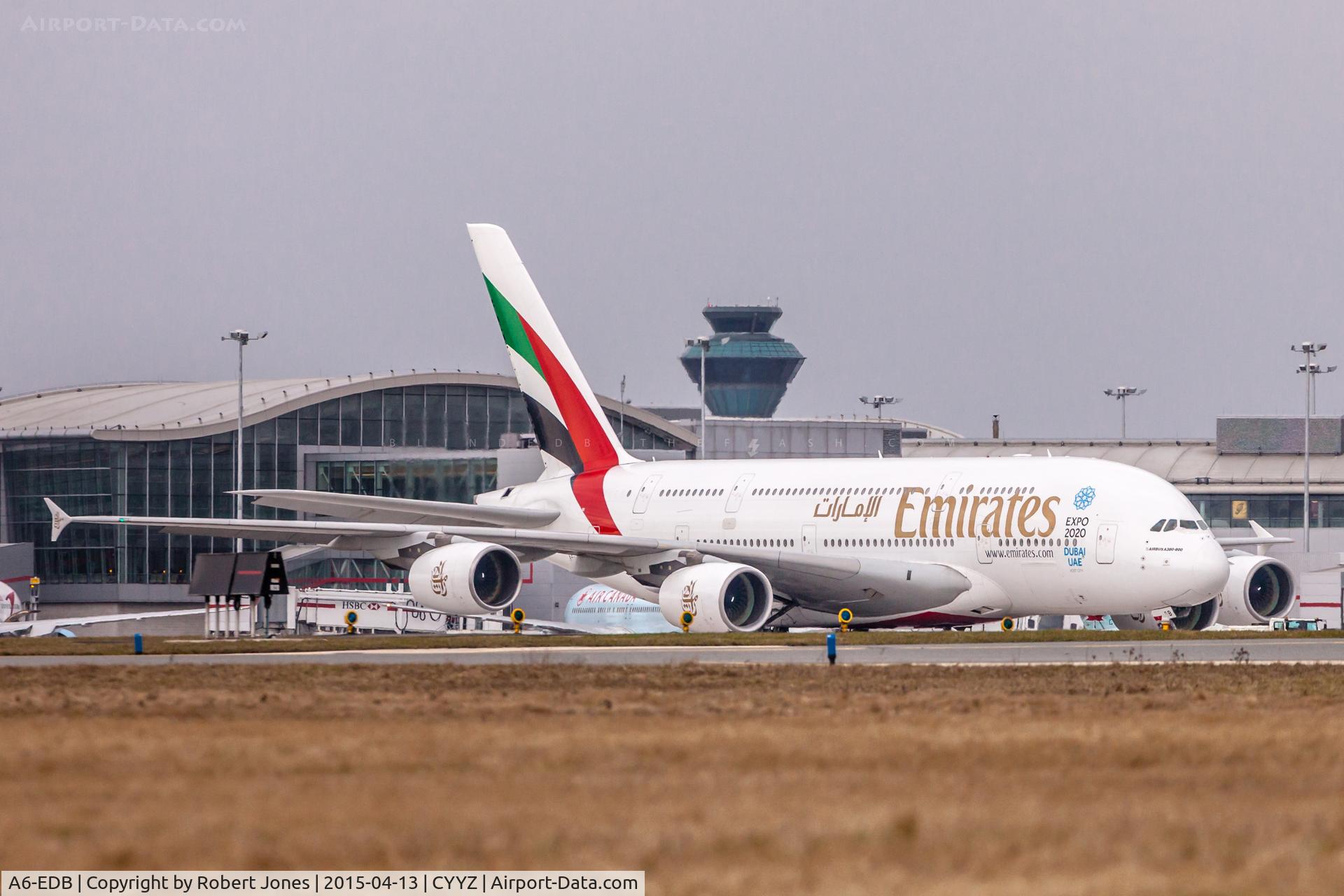 A6-EDB, 2008 Airbus A380-861 C/N 013, Under tow at Toronto Pearson
