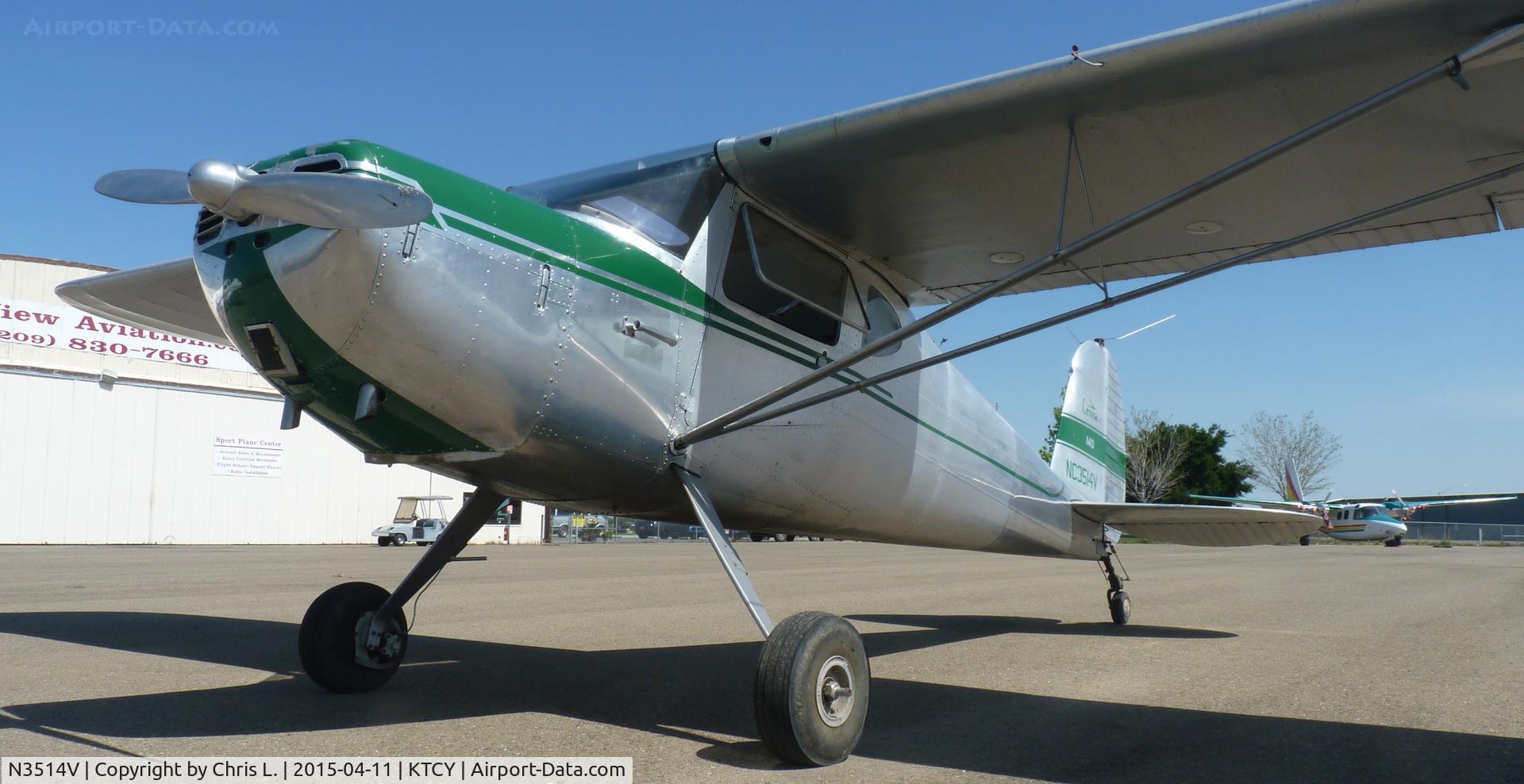 N3514V, 1948 Cessna 140 C/N 14819, An old 1948 Cessna 140 sitting on the ramp at Tracy Municipal Airport.