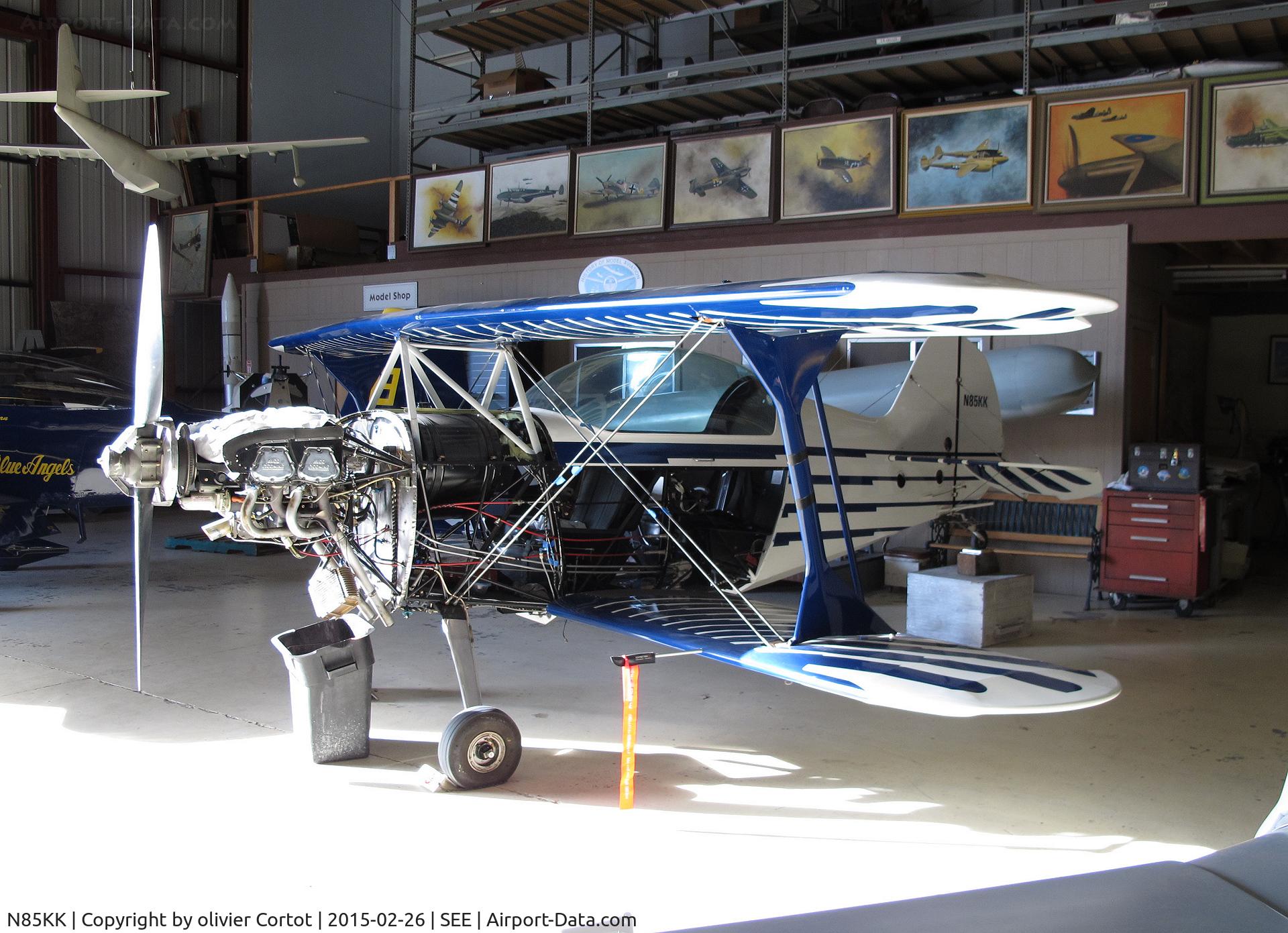 N85KK, 1985 Christen Eagle II C/N KRASKA 0001, Engine work at the San diego museum workshops