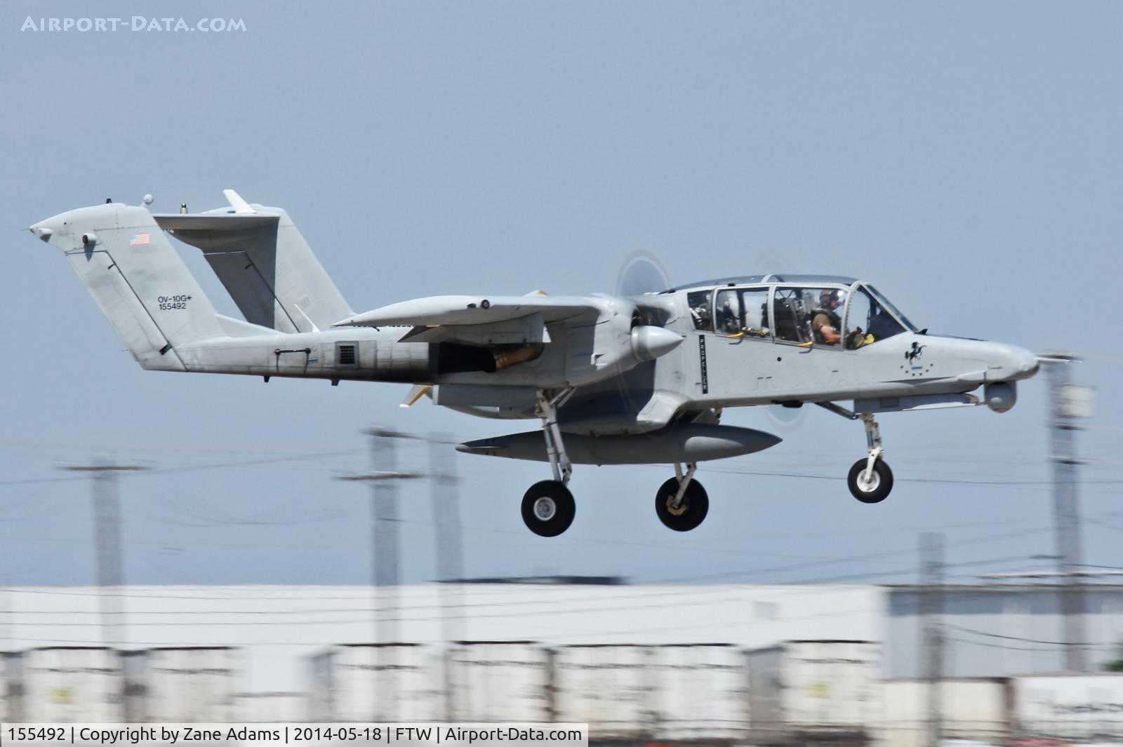 155492, Rockwell OV-10G+ Bronco C/N 305-103, USMC OV-10G+ landing at Meacham Field - Fort Worth, TX