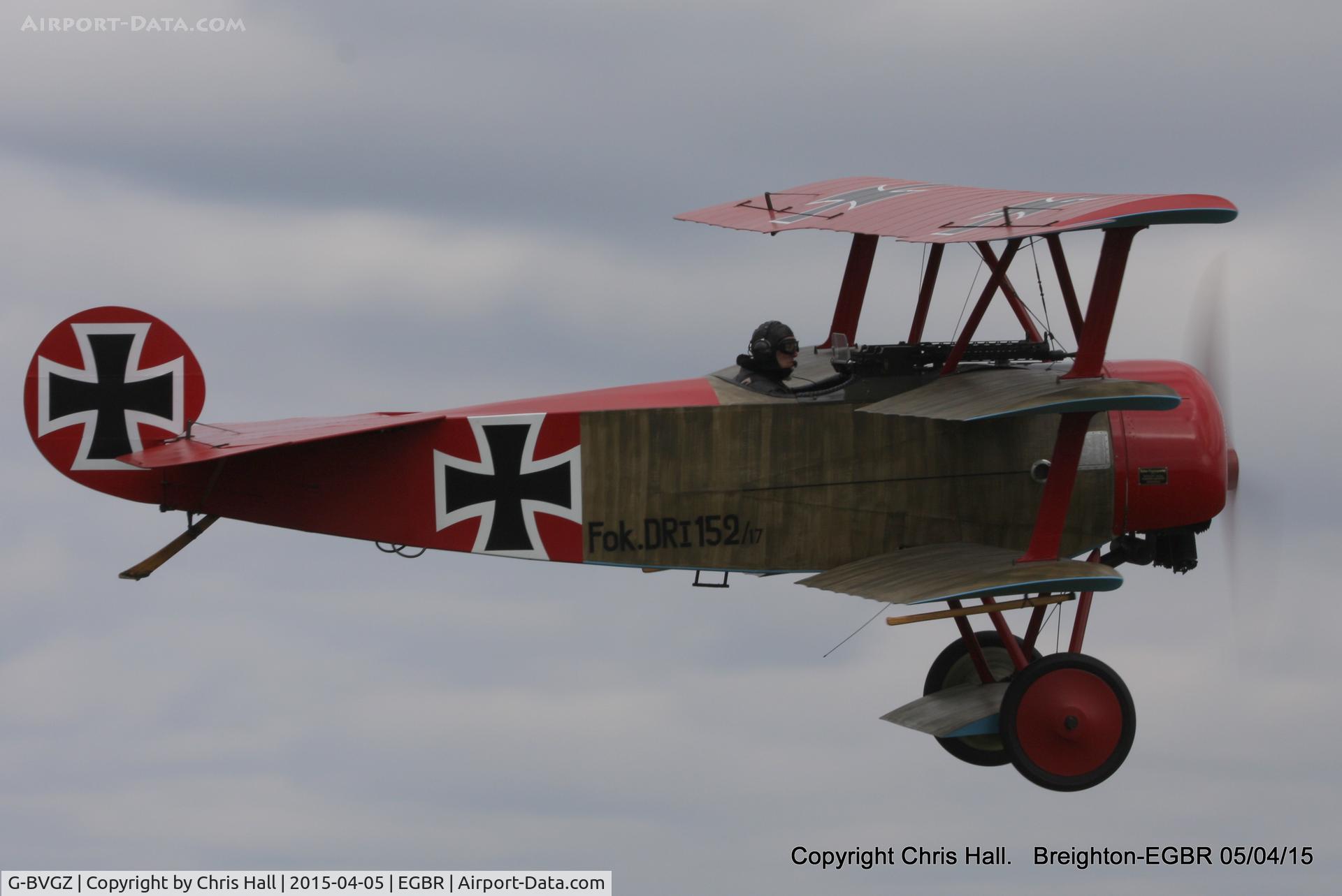 G-BVGZ, 1994 Fokker Dr.1 Triplane Replica C/N PFA 238-12654, at the Easter Homebuilt Aircraft Fly-in