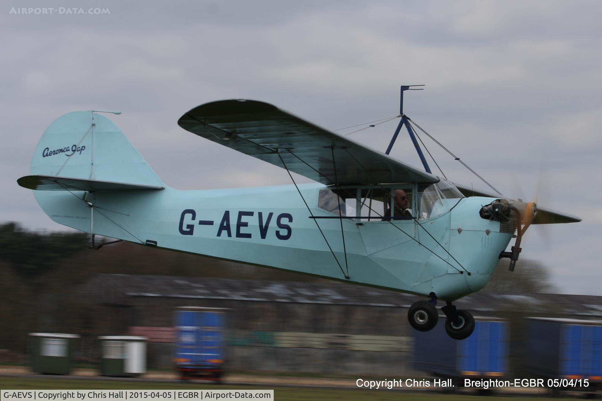 G-AEVS, 1937 Aeronca 100 C/N AB114, at the Easter Homebuilt Aircraft Fly-in