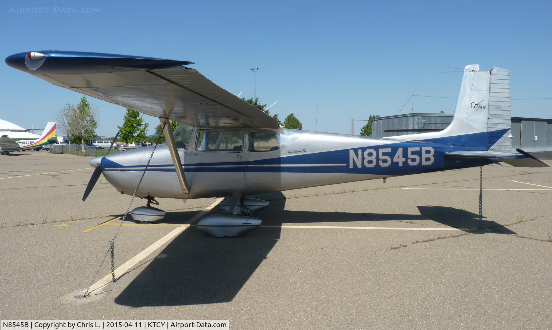 N8545B, 1957 Cessna 172 C/N 36245, An old 1957 Cessna 172 sitting on the ramp at Tracy Municipal Airport.