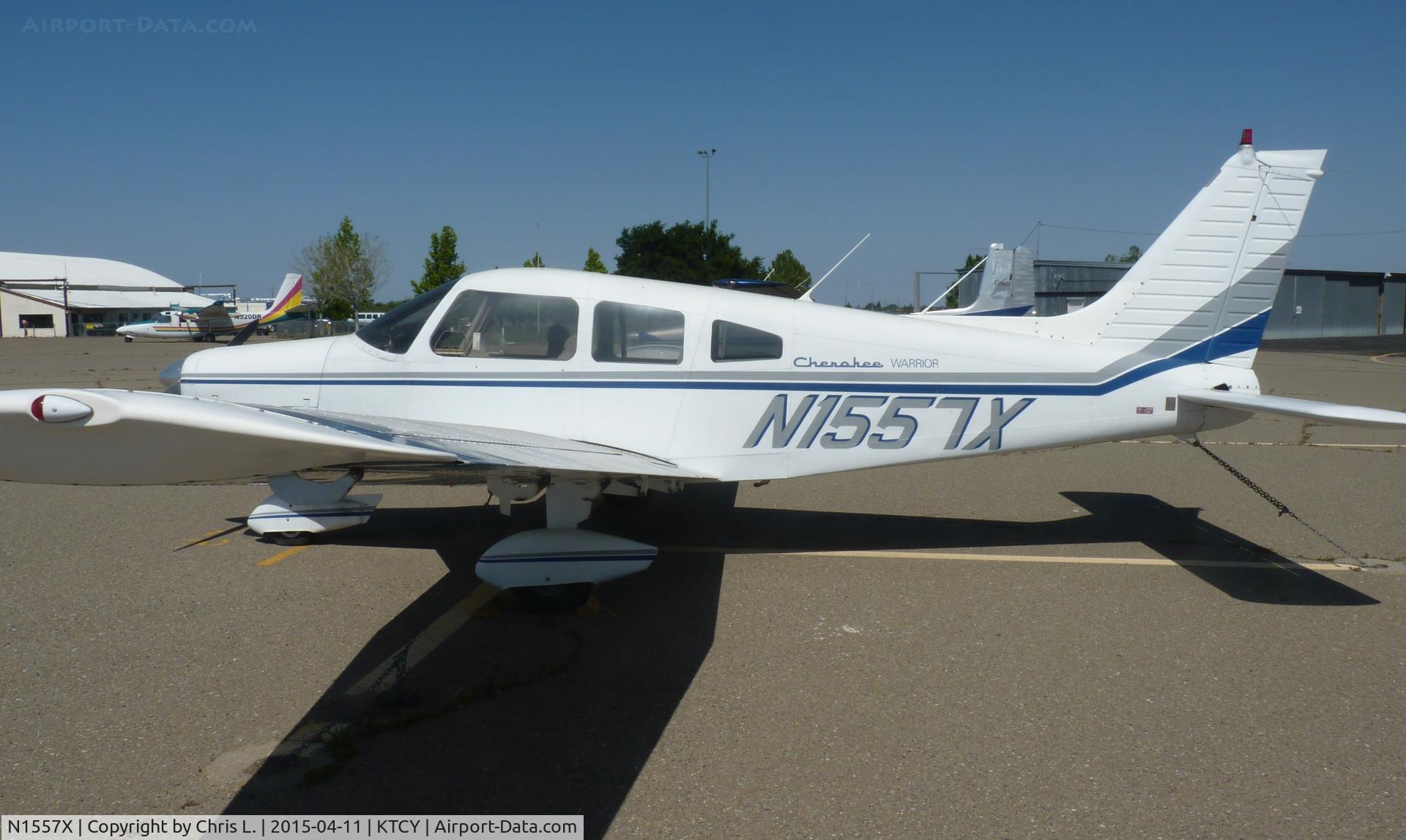 N1557X, 1975 Piper PA-28-151 C/N 28-7515422, A local 1975 Piper Cherokee sitting on the ramp at Tracy Municipal Airport.