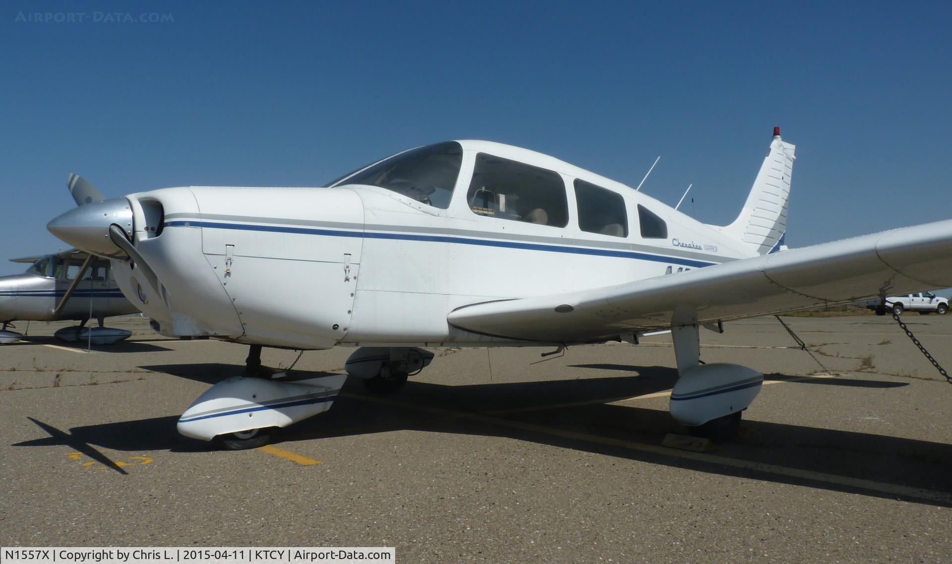 N1557X, 1975 Piper PA-28-151 C/N 28-7515422, A local 1975 Piper Cherokee sitting on the ramp at Tracy Municipal Airport.