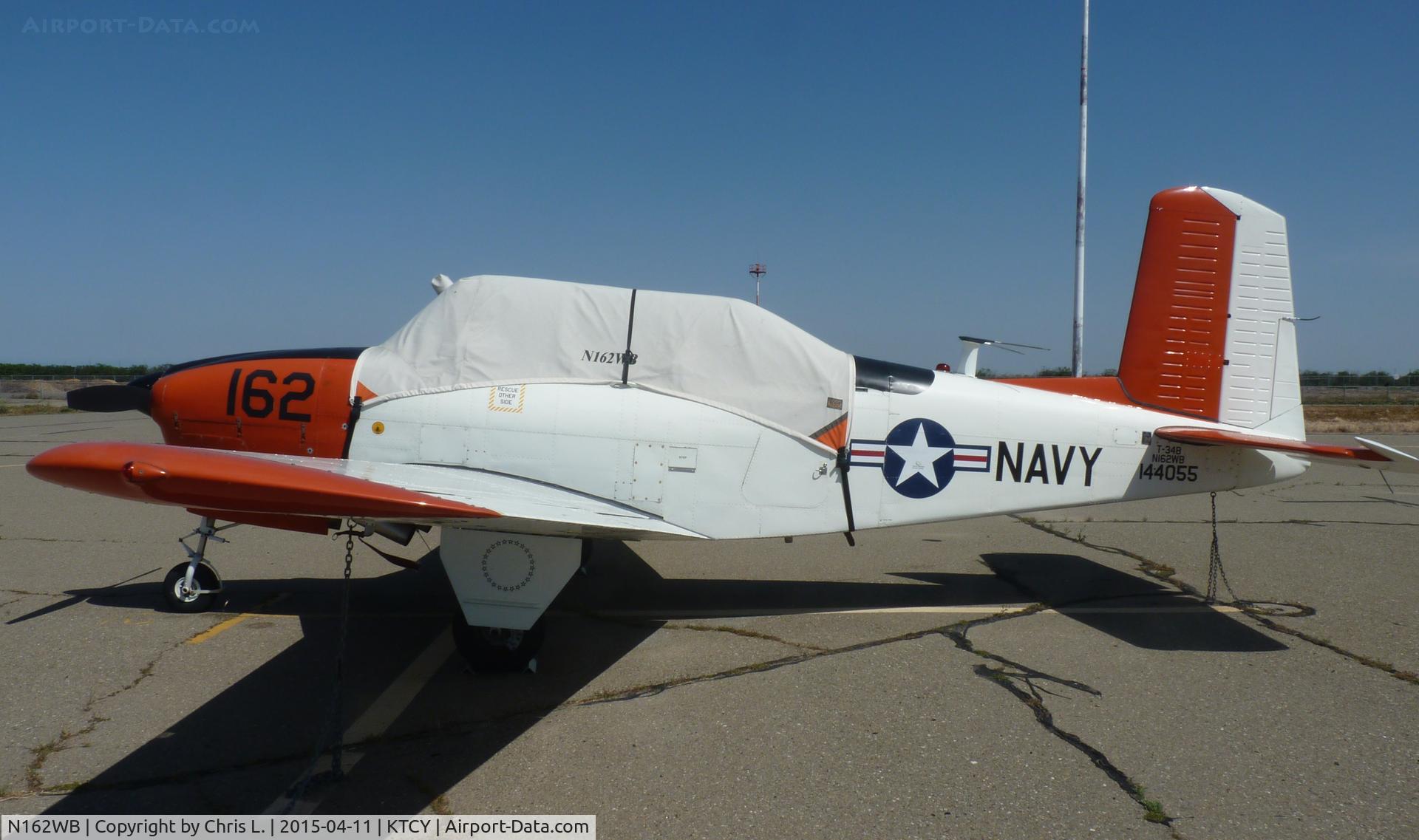 N162WB, 1957 Beech T-34B C/N BG-362JS, A cool 1957 Beechcraft T-34B Mentor sitting on the ramp at Tracy Municipal Airport.