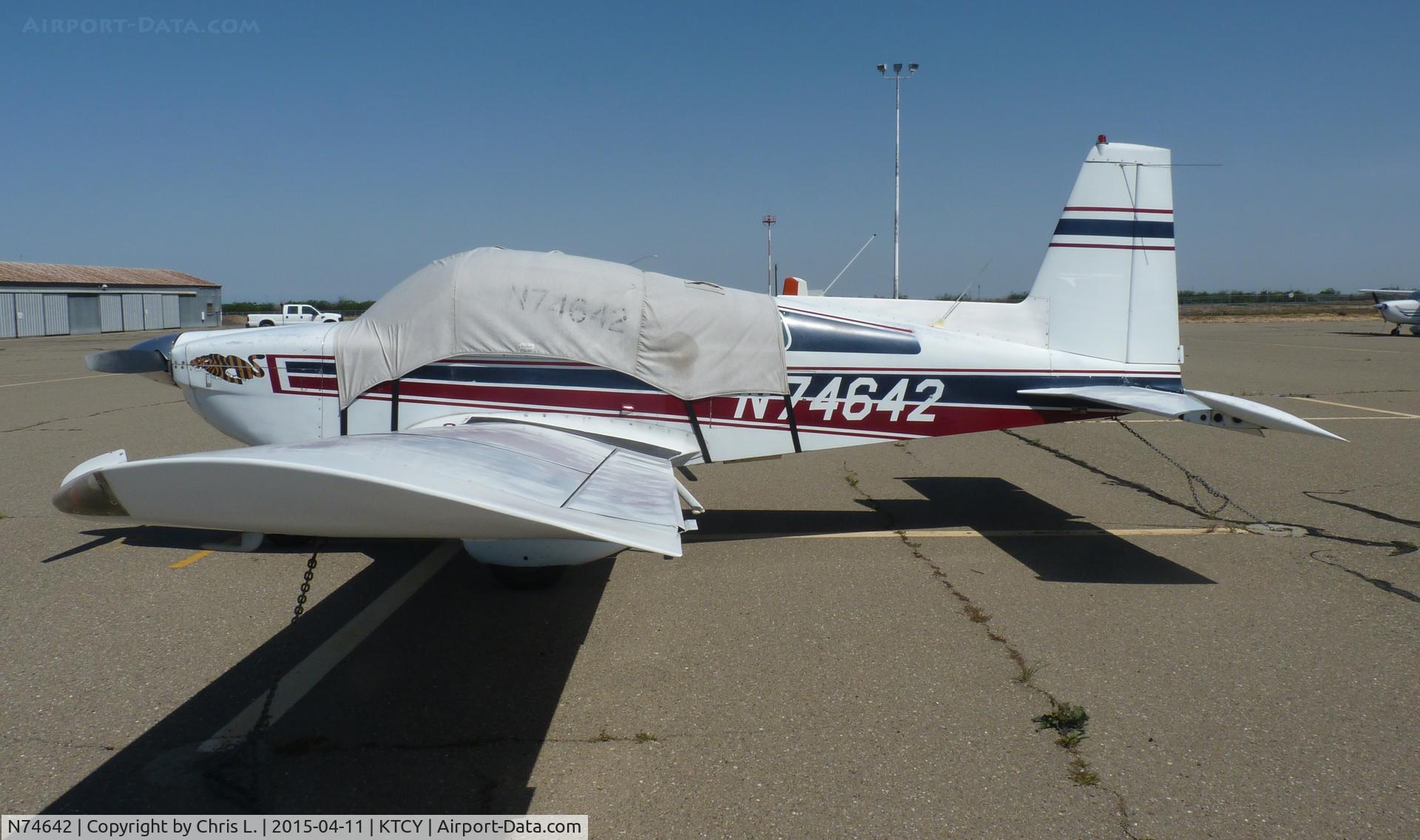 N74642, 1976 Grumman American AA-5B Tiger C/N AA5B-0312, A 1976 Gumman AA-5B Tiger sitting on the ramp at tracy Municipal Airport.