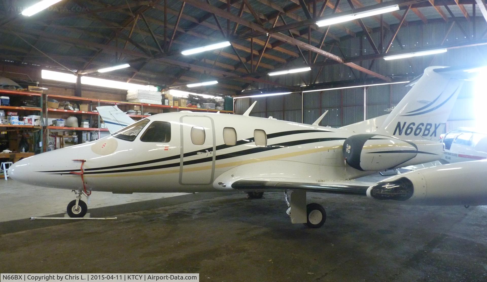 N66BX, 2008 Eclipse Aviation Corp EA500 C/N 000154, A rare 2008 Eclipse 500 sitting inside the Skyview Aviation hangar at Tracy Municipal Airport.