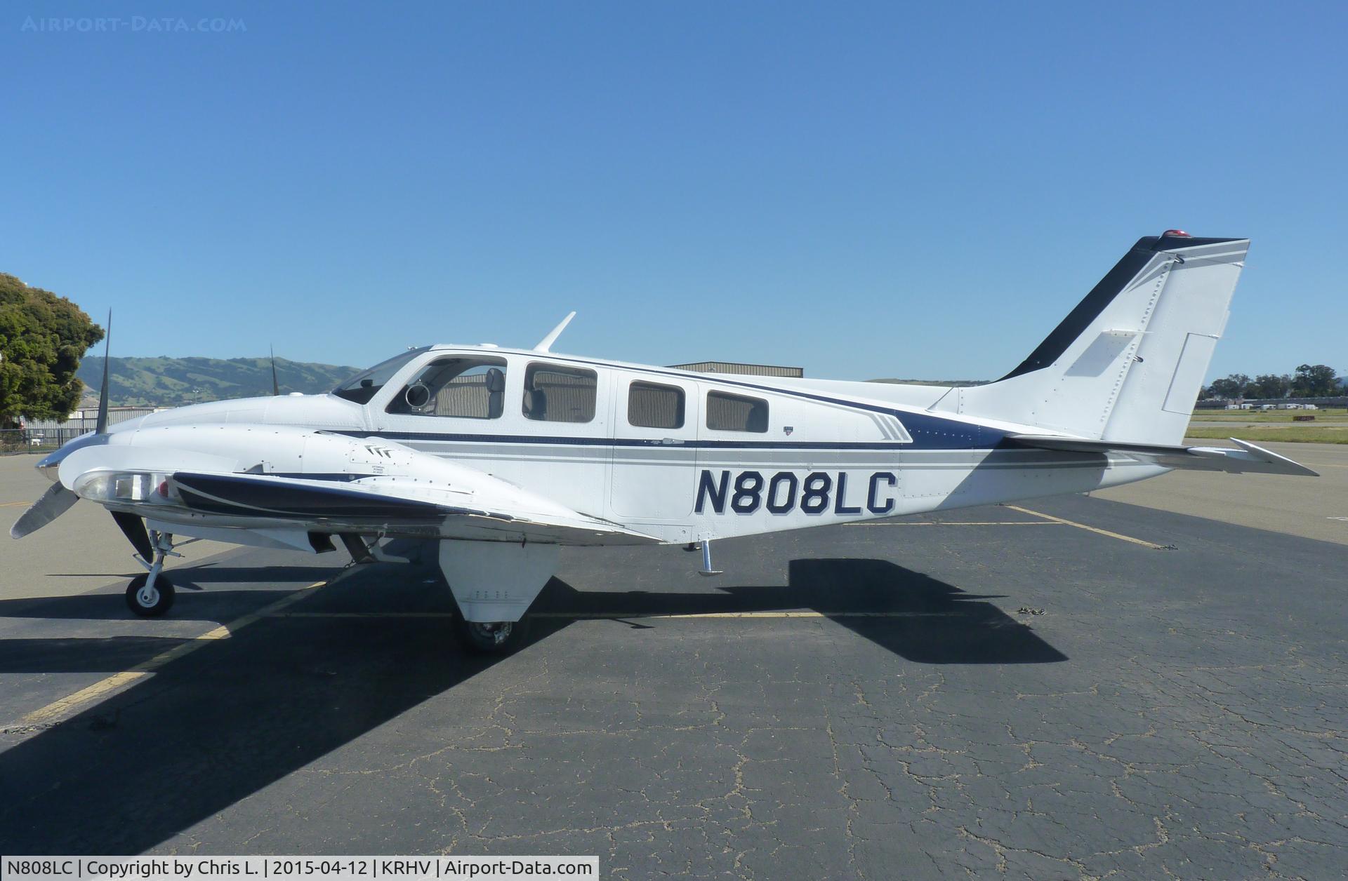 N808LC, 1980 Beech 58P Baron C/N TJ-319, A transient 1980 Beechcraft Baron 58 sitting on the transient ramp at Reid Hillview.