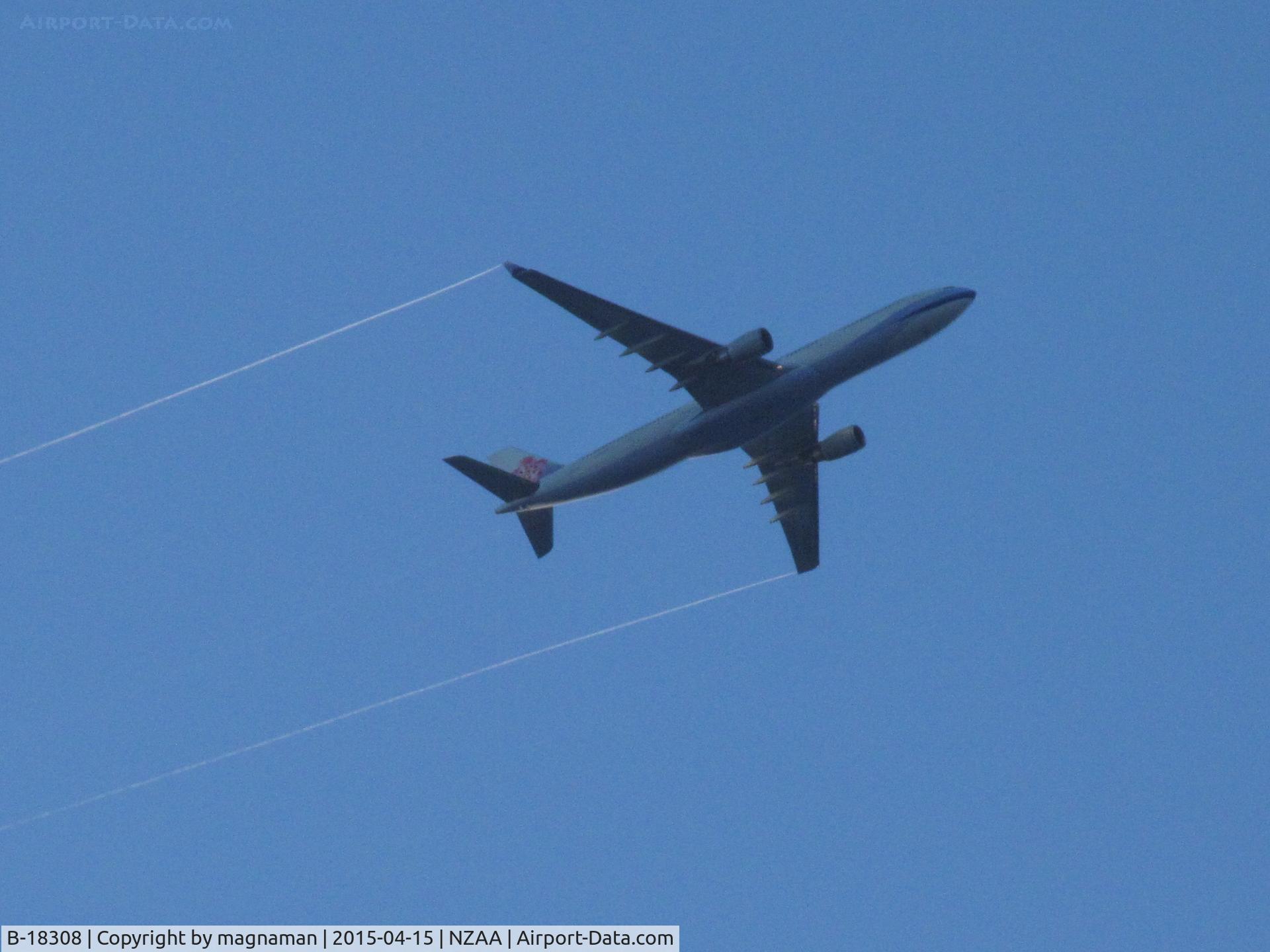 B-18308, 2005 Airbus A330-302 C/N 699, Over flying Mellons Bay on way into AKL