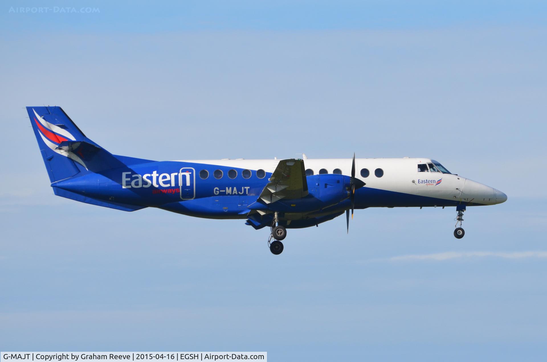G-MAJT, 1994 British Aerospace Jetstream 41 C/N 41040, Landing at Norwich.