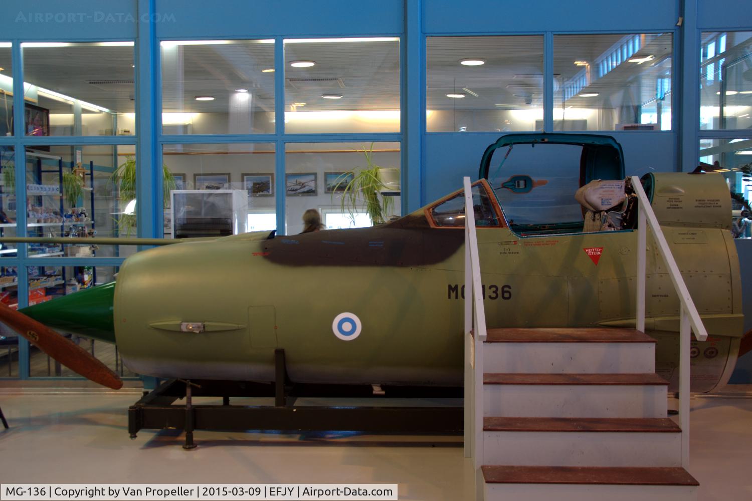 MG-136, Mikoyan-Gurevich MiG-21bis C/N N75098129, The front fuselage of this MiG-21bis of the Finnish Air Force has been preserved at the Aviation Museum of Central Finland. It is allowed to sit in the cockpit.