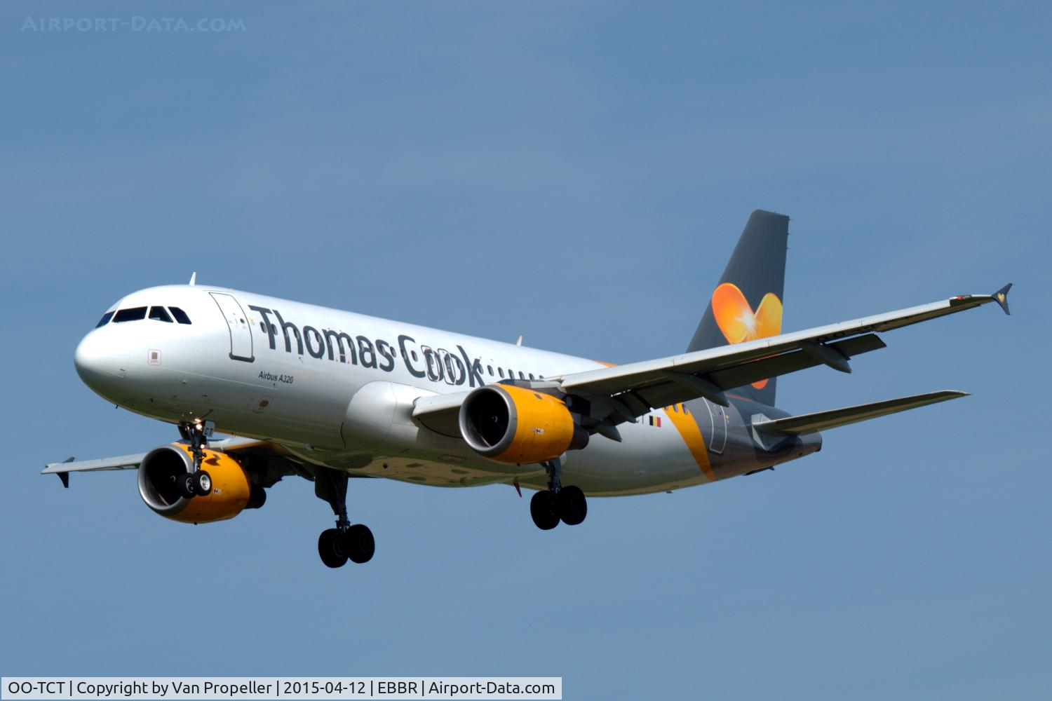 OO-TCT, 2001 Airbus A320-212 C/N 1402, Airbus A320 of Thomas Cook Airlines at Zaventem airport, Brussels, Belgium.