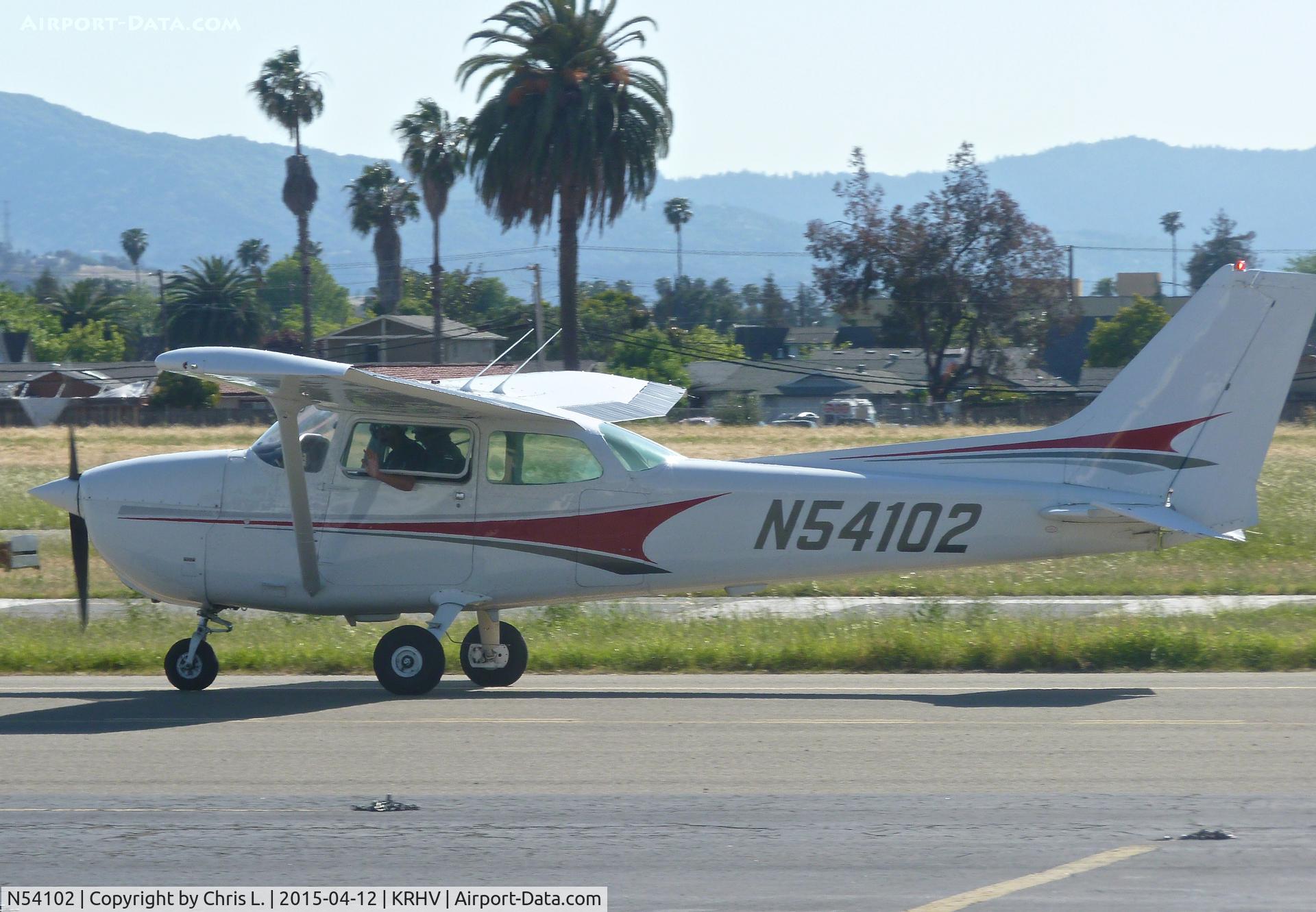 N54102, 1981 Cessna 172P C/N 17274875, Aerodynamic's Cessna 172P taxing to runway 31R for some patterns at Reid Hillview.