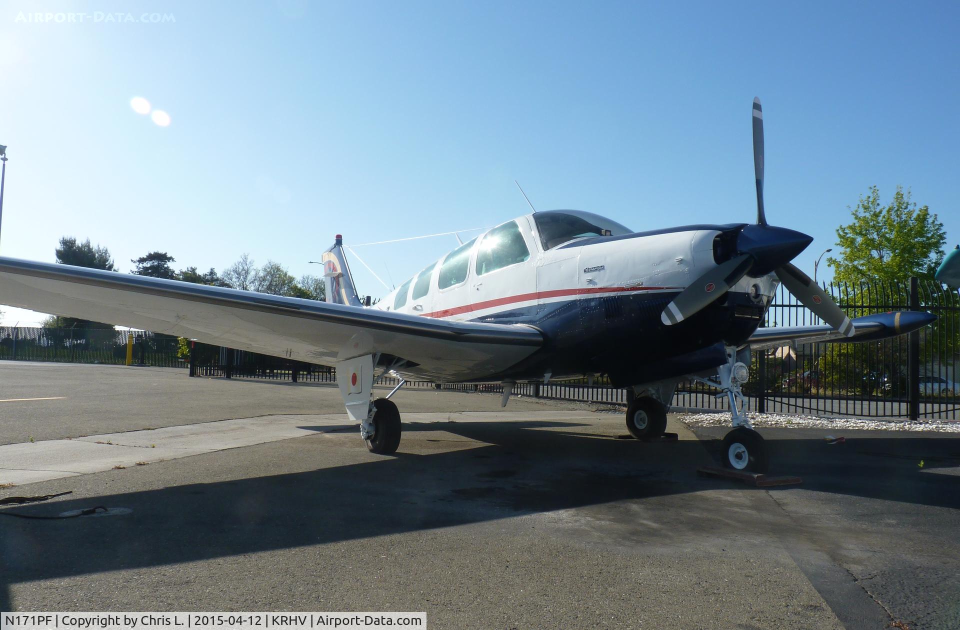 N171PF, 1980 Beech A36TC Bonanza 36 C/N EA-164, A local 1980 Beechcraft Bonanza A36 Turbo sitting in front of the Victory Aero hangar.