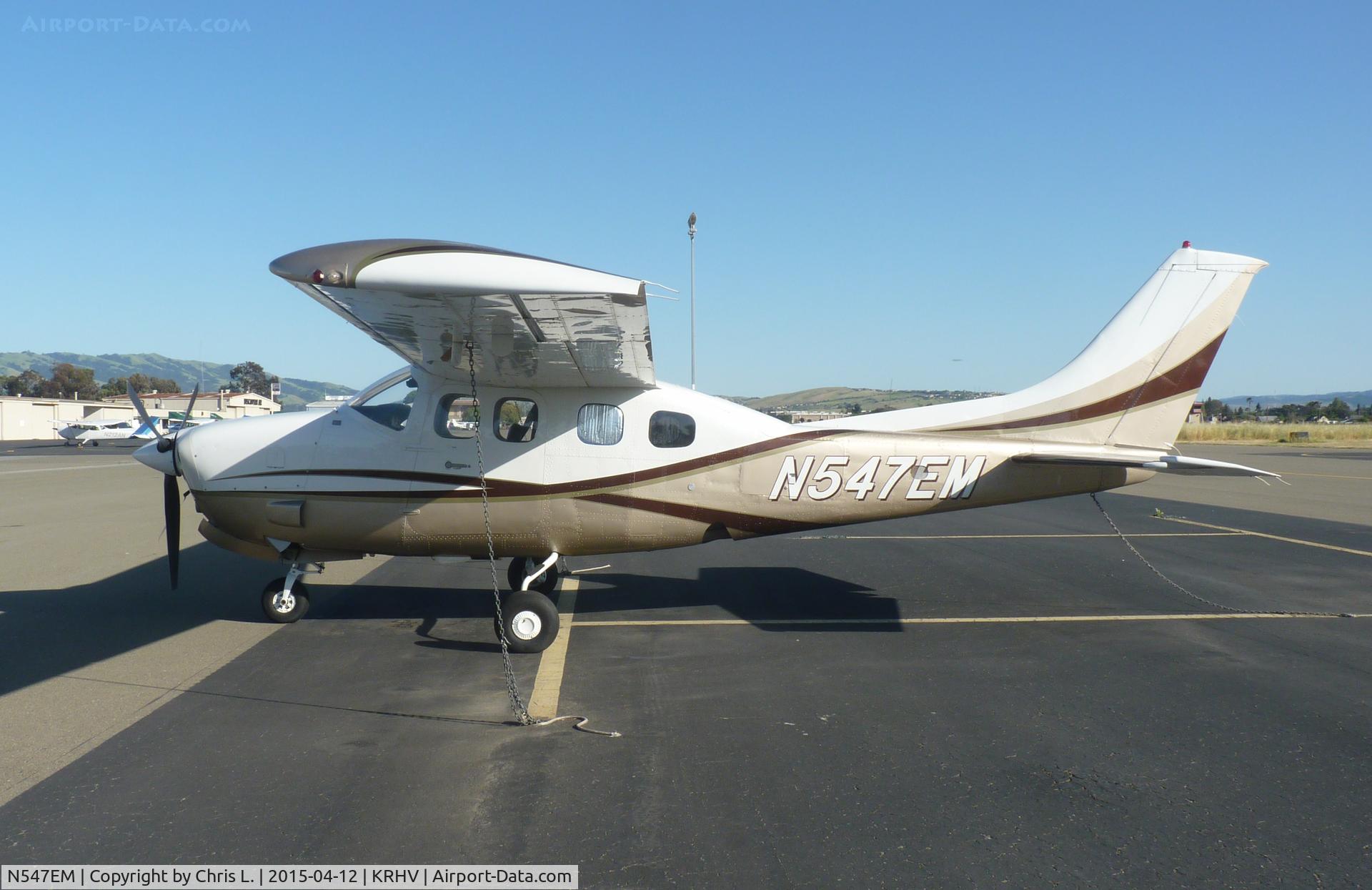N547EM, 1979 Cessna P210N Pressurised Centurion C/N P21000271, A local 1979 Cessna Pressurized 210 sitting in front of the Victory Aero hangar at Reid Hillview.