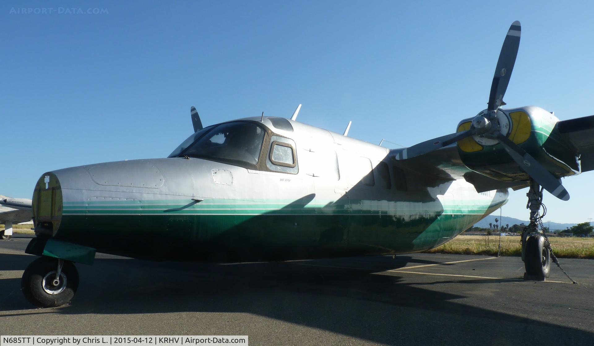 N685TT, 1973 Rockwell Commander 685 C/N 12043, A local 1973 Aero Commander 500 sitting near the Victory Aero hangar. It has been sitting here ever since it crashed through the fence after it lost its breaks. Copy and paste this link for more info on the crash: https://www.youtube.com/watch?v=8K59lqjie