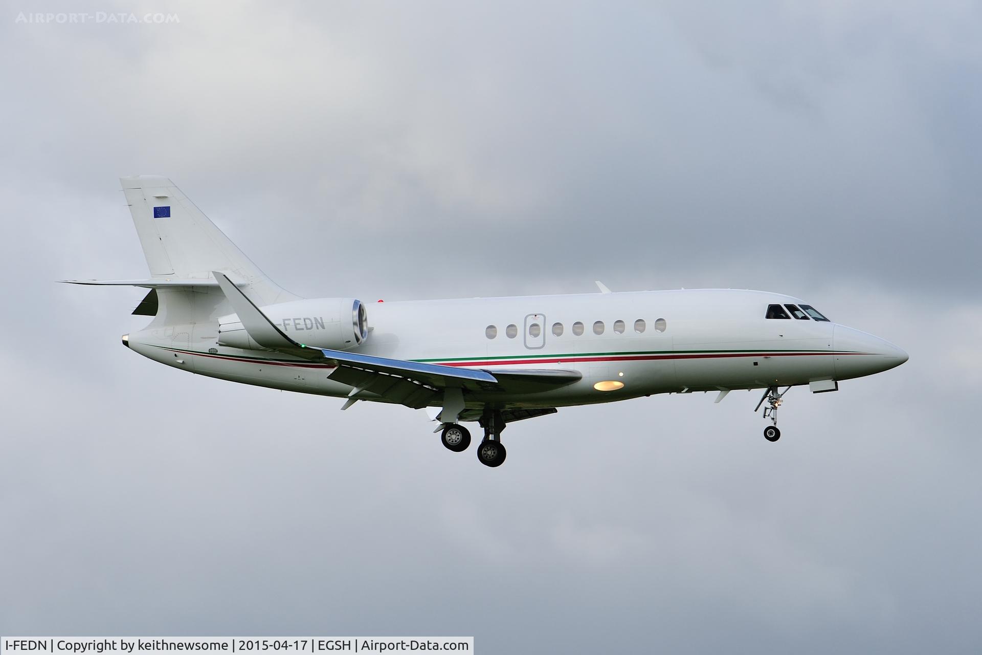 I-FEDN, 2009 Dassault Falcon 2000LX C/N 204, Landing onto runway 09.