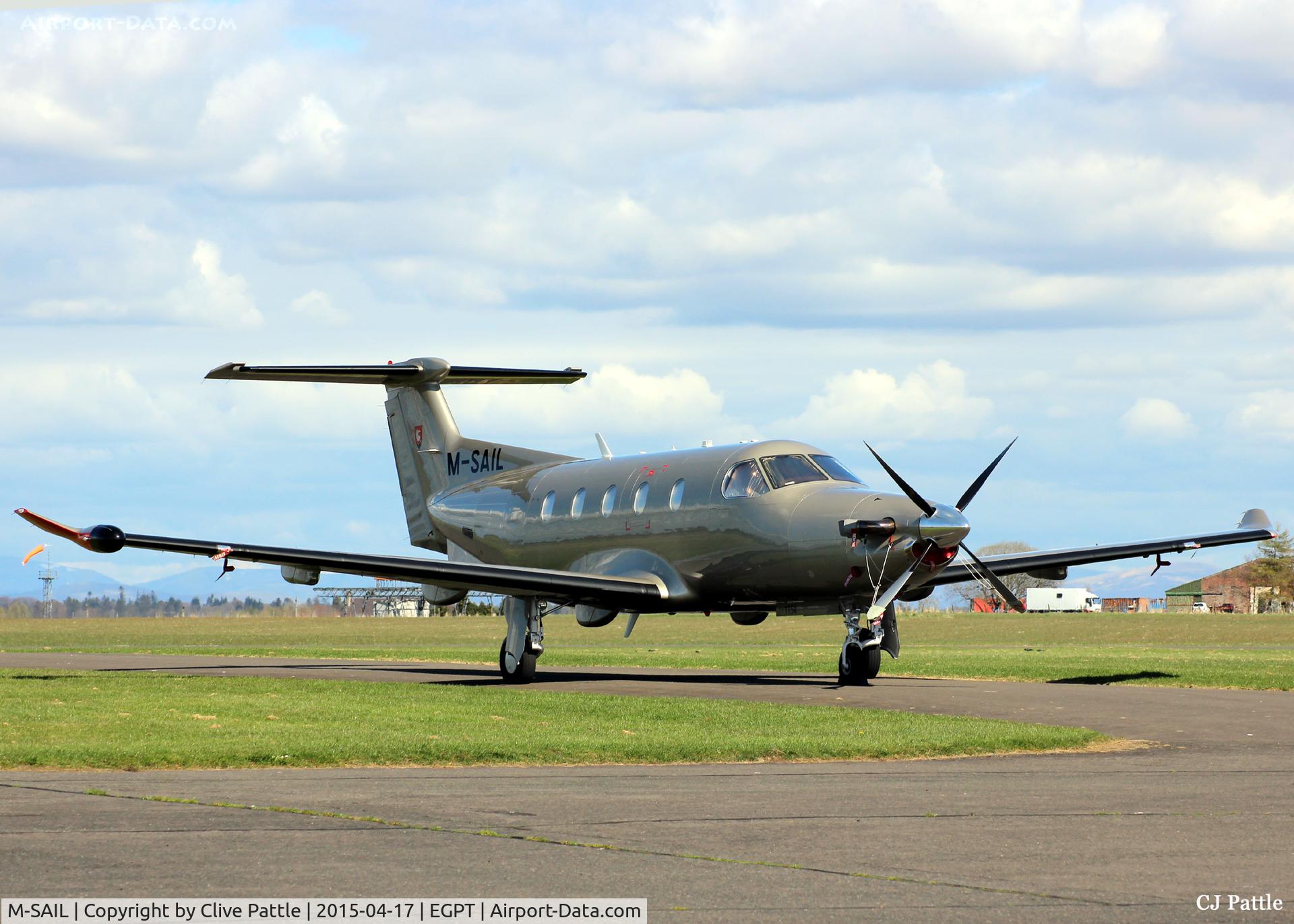 M-SAIL, 2009 Pilatus PC-12/47E C/N 1154, Parked up in the spring sunshine at Perth EGPT