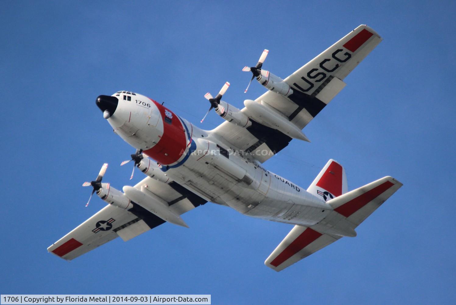 1706, 1983 Lockheed HC-130H Hercules C/N 382-4996, HC-130 over Passe A Grille Beach St. Pete FL