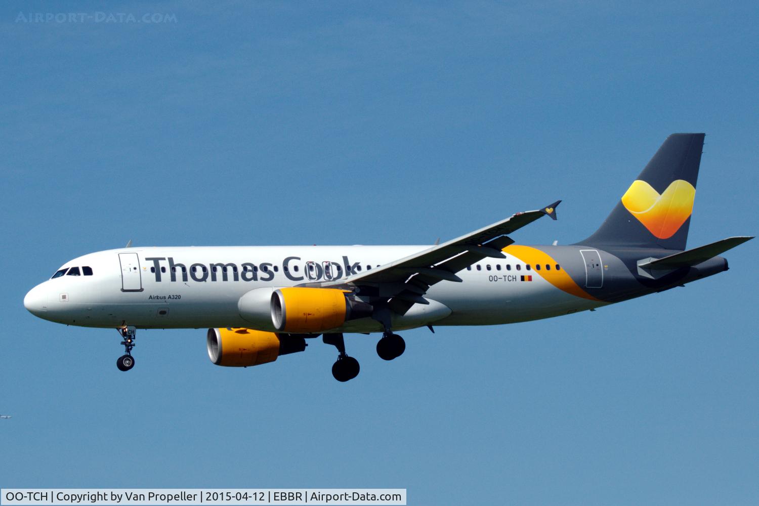 OO-TCH, 2003 Airbus A320-214 C/N 1929, Airbus A320 of Thomas Cook Airlines landing at Zaventem airport, Brussels, Belgium.