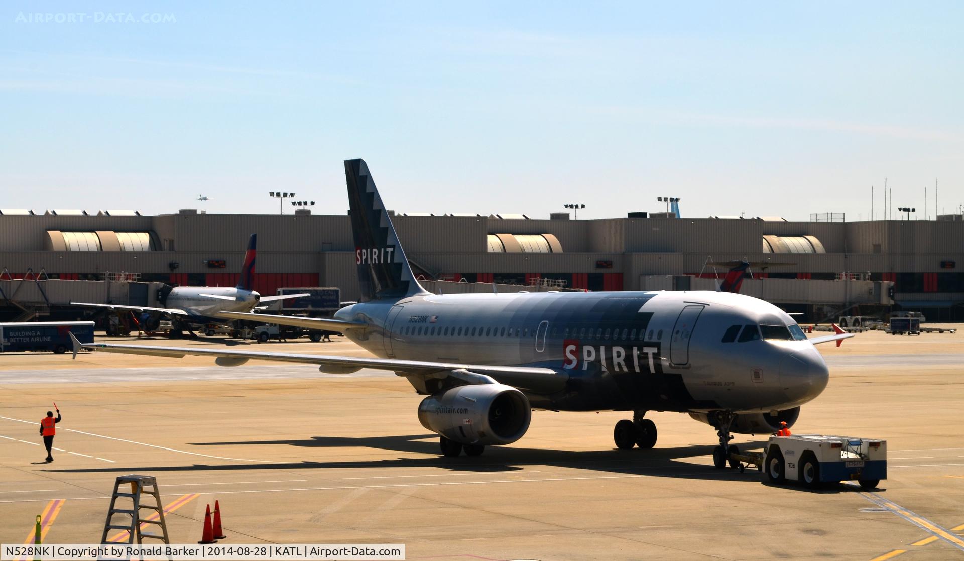 N528NK, 2007 Airbus A319-132 C/N 2983, Pushback Atlanta