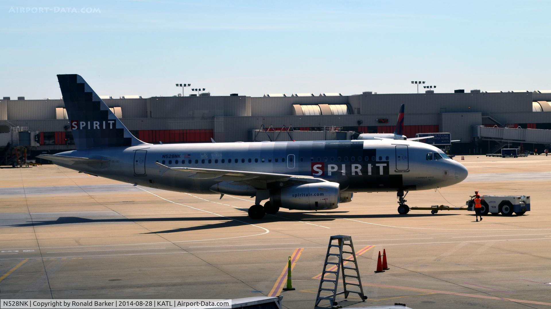 N528NK, 2007 Airbus A319-132 C/N 2983, Pushback Atlanta