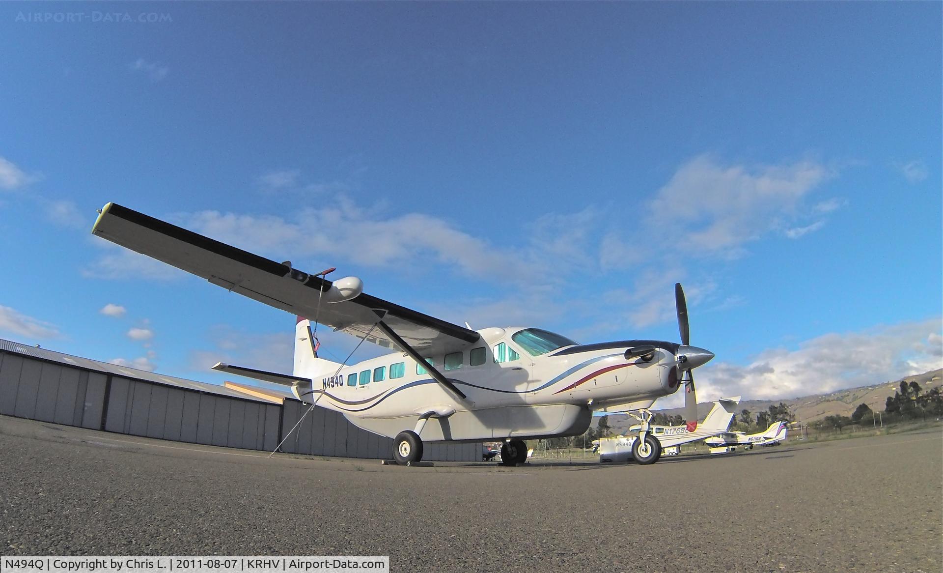 N494Q, 2000 Cessna 208B Grand Caravan C/N 208B0869, A once local 2000 Cessna 208B Caravan sitting at the tie downs at Reid Hillview Airport, San Jose,CA.. This airplane is no longer here, it was sold two summers ago. Photo taken by Owen L.