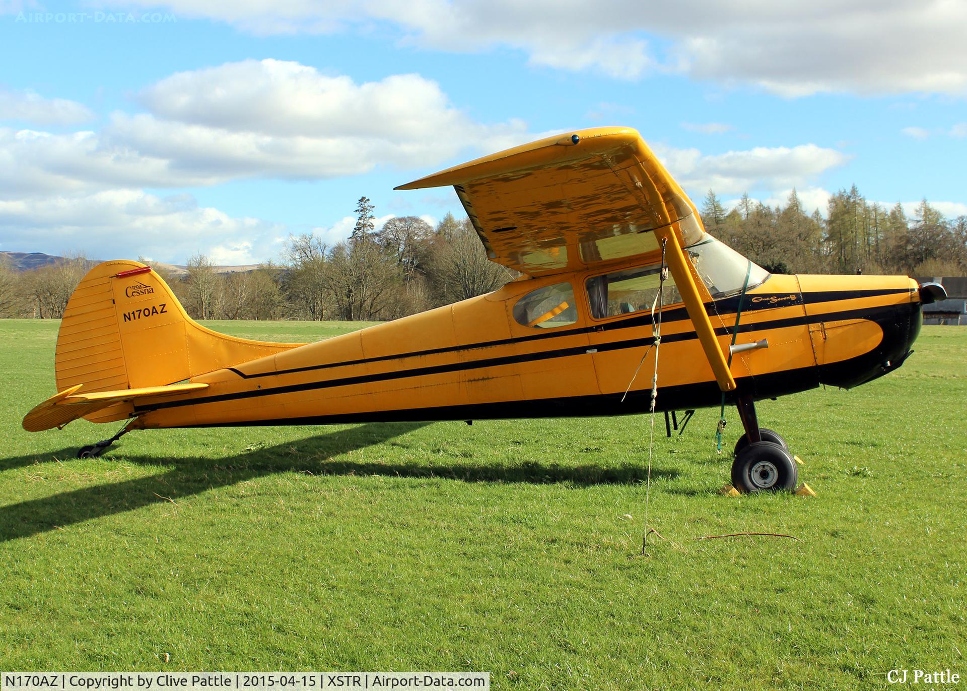 N170AZ, 1950 Cessna 170A C/N 19674, At first glance, a seemingly serviceable aircraft, however closer inspection reveals a lack of ailerons. Pictured at the Strathallan Airfield, XSTR, near Auchterarder, Perthshire, Scotland - the home of Skydive Scotland