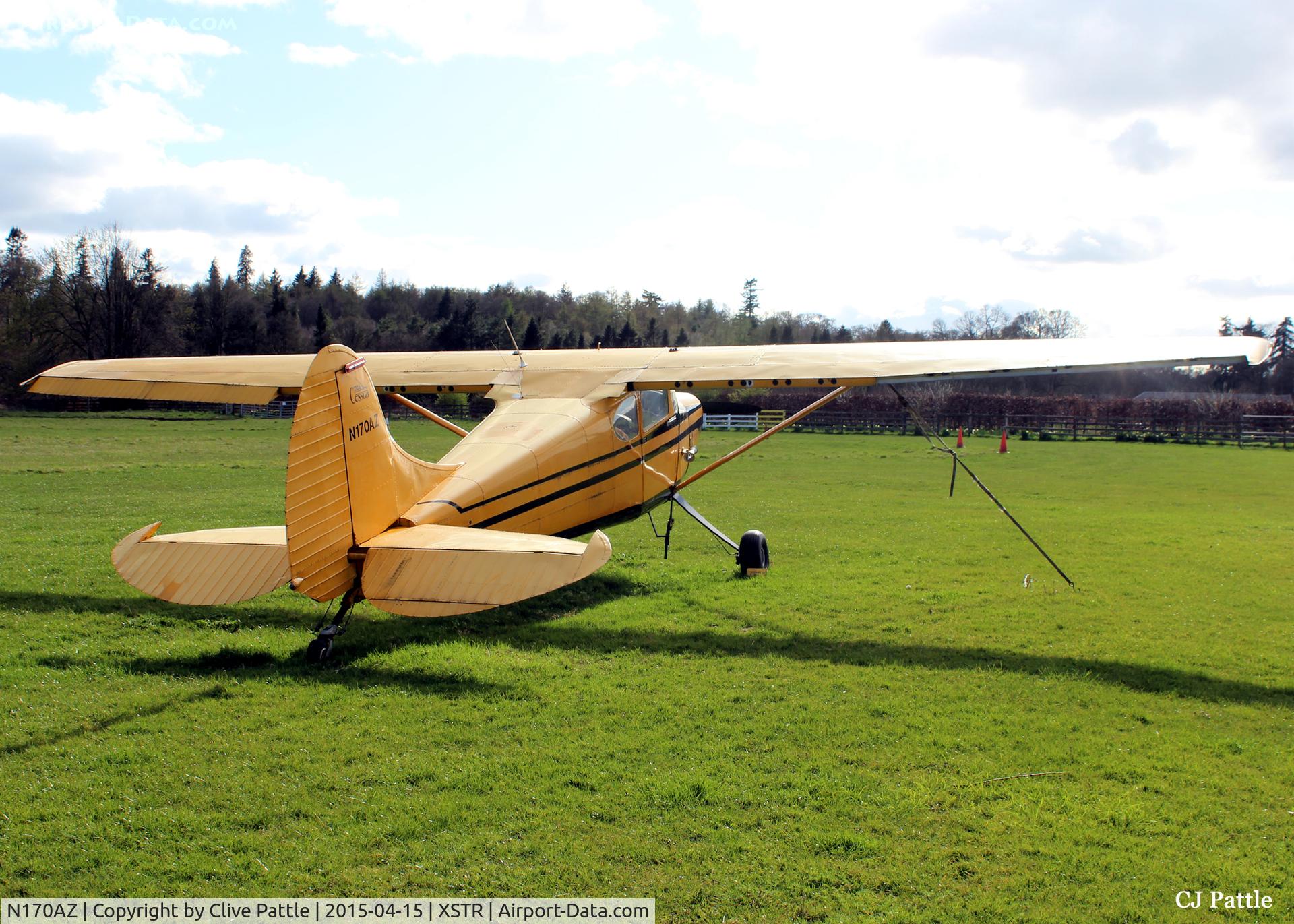 N170AZ, 1950 Cessna 170A C/N 19674, A shot of the rear of this 1950's Cessna 170A showing the lack of ailerons. Perhaps awaiting repair ? - pictured at the Strathallan Airfield, XSTR, near Auchterarder, Perthshire, Scotland - the home of Skydive Scotland